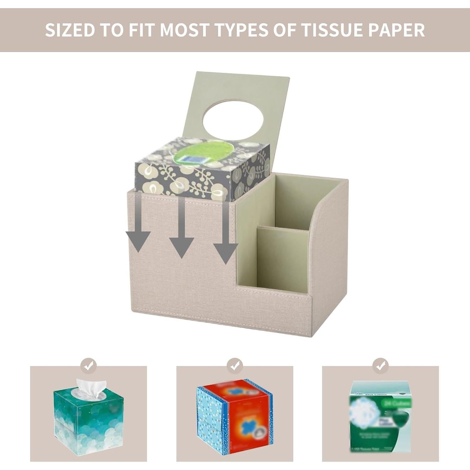 Cubierta de Caja de Tejido Cuadrada XNONE Beige 22.4x13.5x14.5 cm