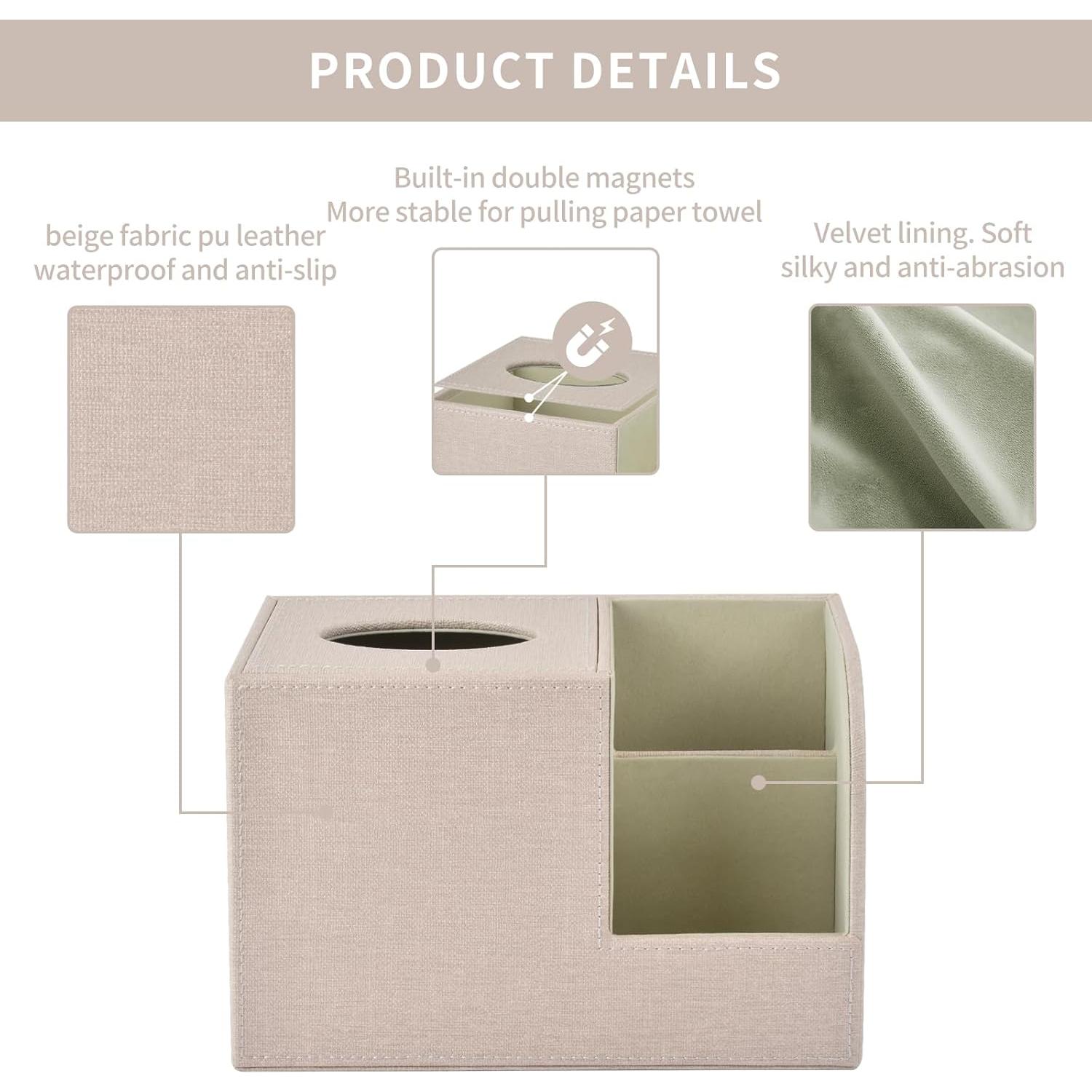 Cubierta de Caja de Tejido Cuadrada XNONE Beige 22.4x13.5x14.5 cm