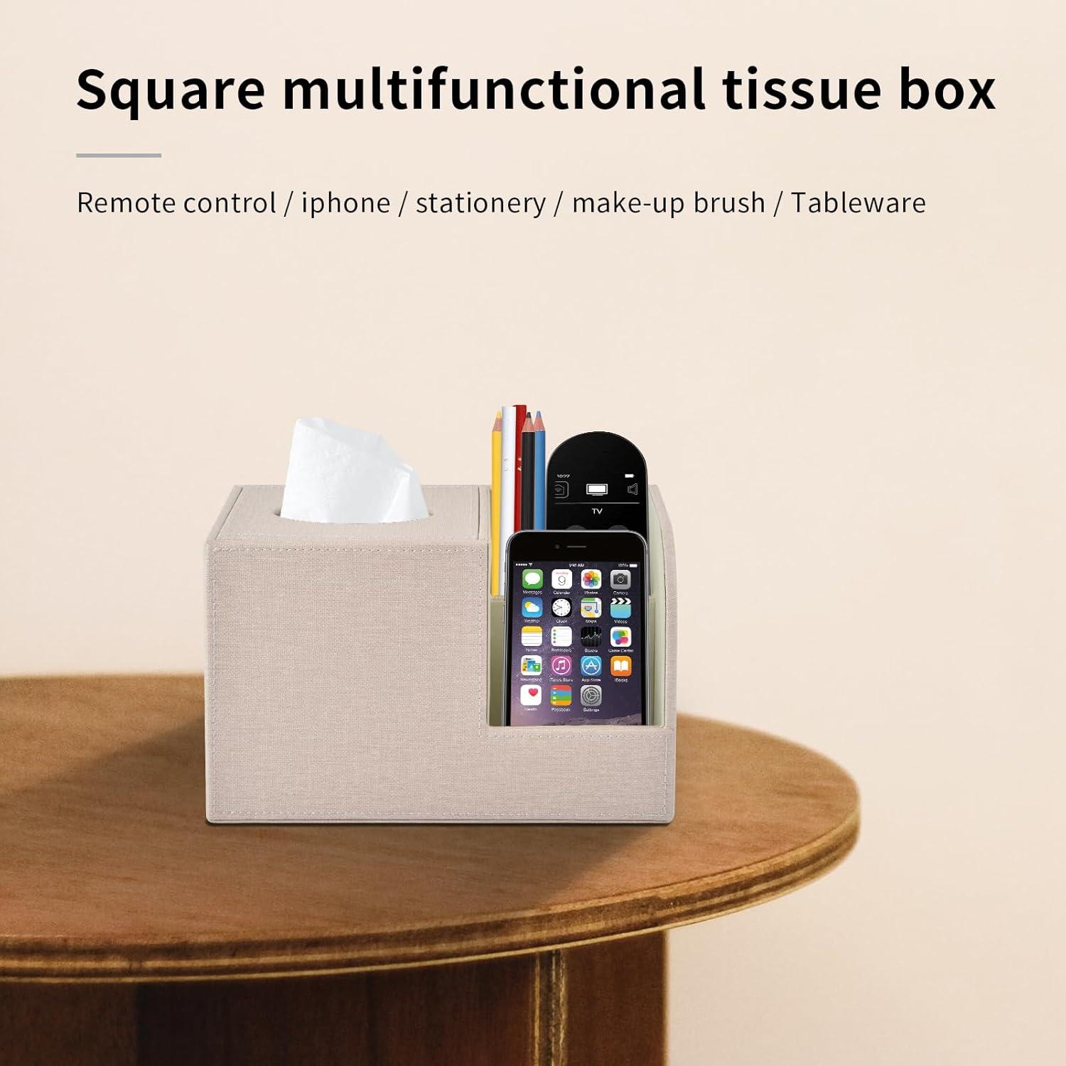 Cubierta de Caja de Tejido Cuadrada XNONE Beige 22.4x13.5x14.5 cm