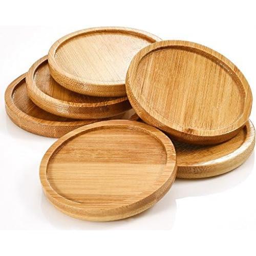 Bandejas de Bambú Frienda para Macetas de 6.4 cm - Paquete de 6