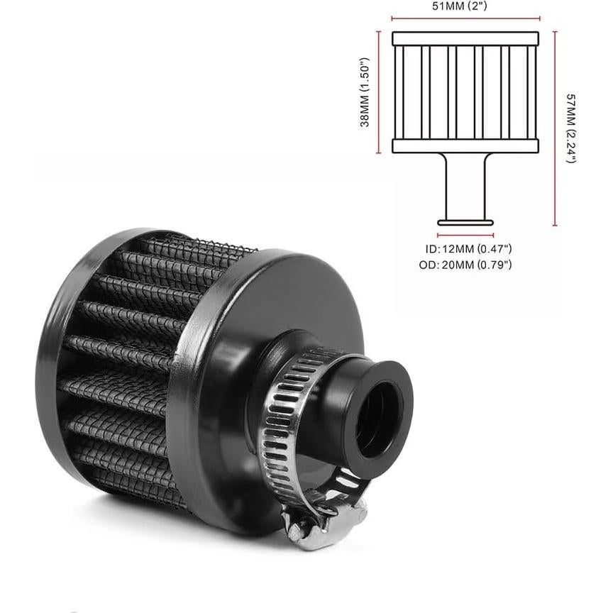 Filtro de Aire MUGE RACING 2 Pcs 12mm para Coche y Moto