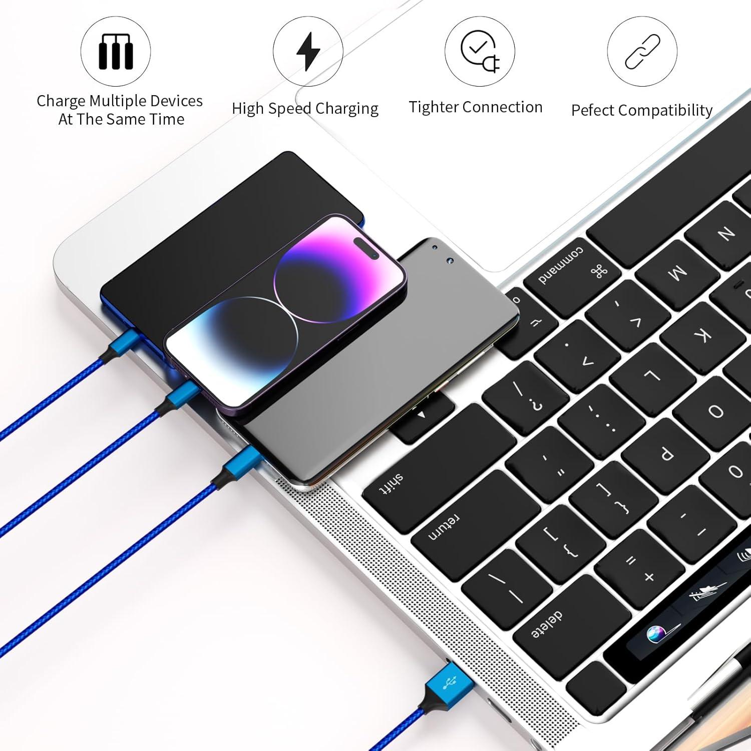 Cable de Carga Múltiple 3 en 1 Firsting 1.22m Azul