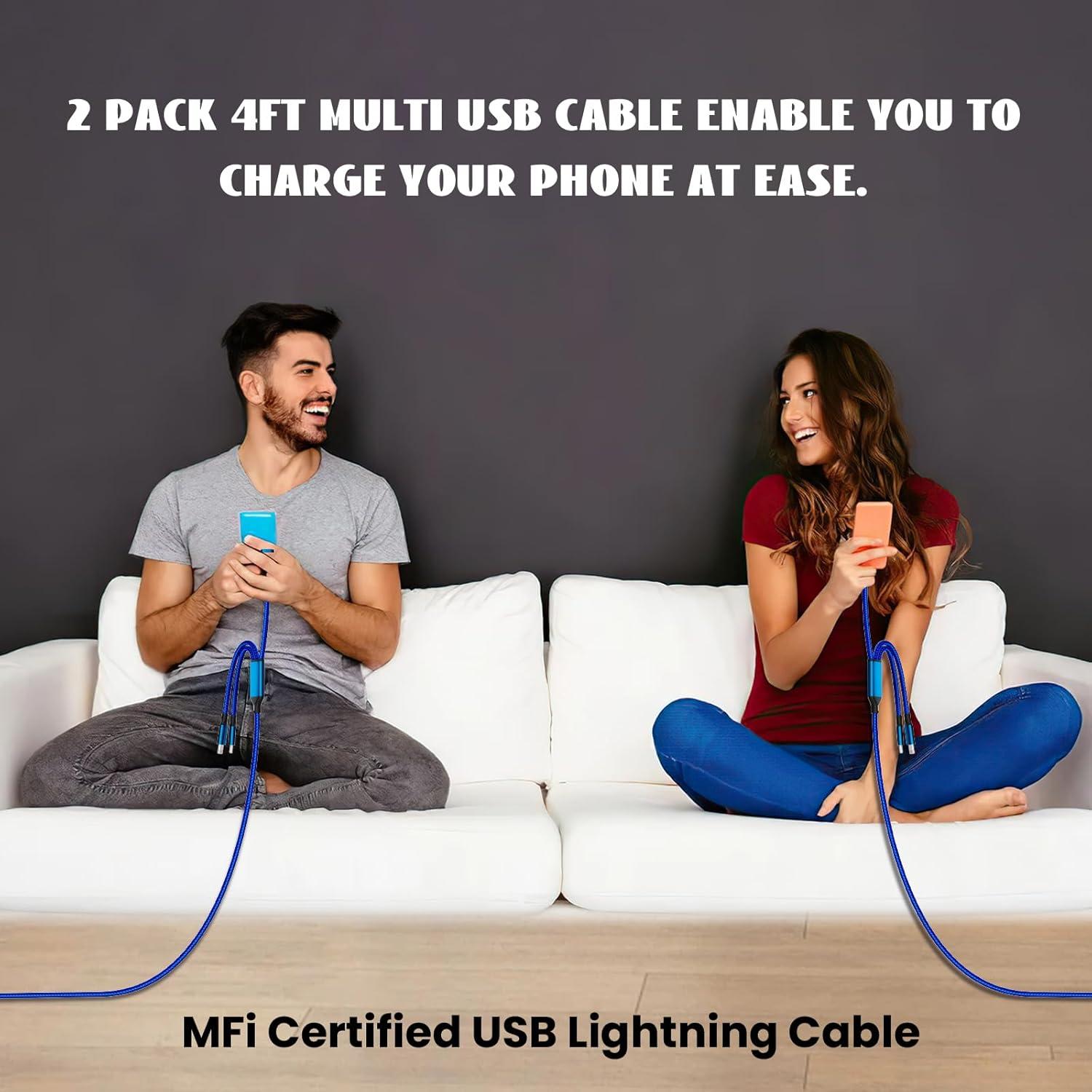 Cable de Carga Múltiple 3 en 1 Firsting 1.22m Azul
