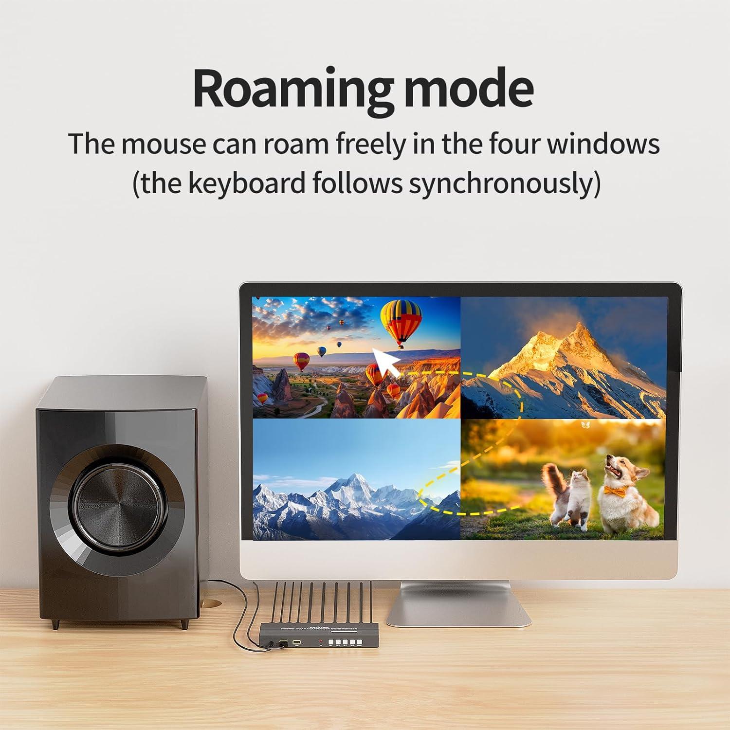 Interruptor KVM HDMI 4x1 Arvitek 4K@30Hz con PIP y audio