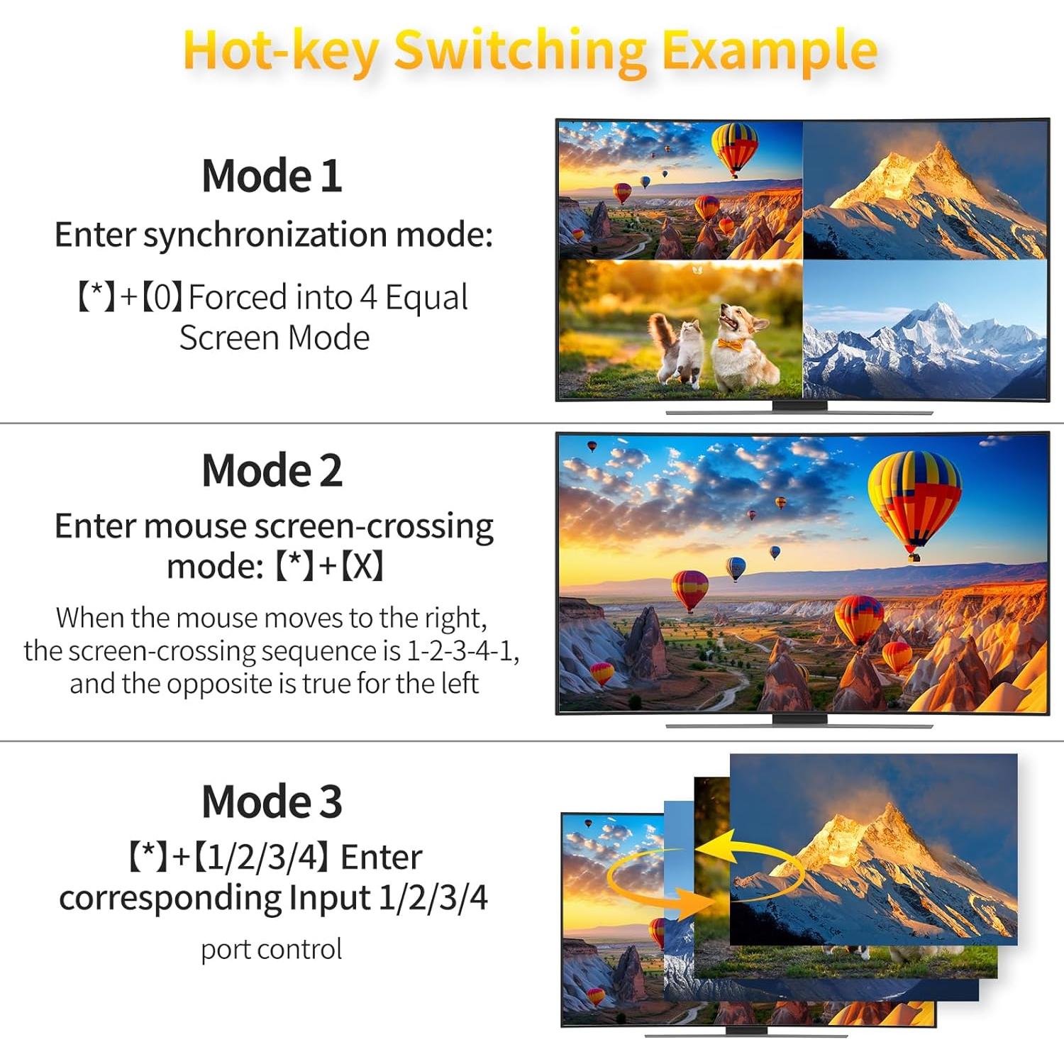 Interruptor KVM HDMI 4x1 Arvitek 4K@30Hz con PIP y audio
