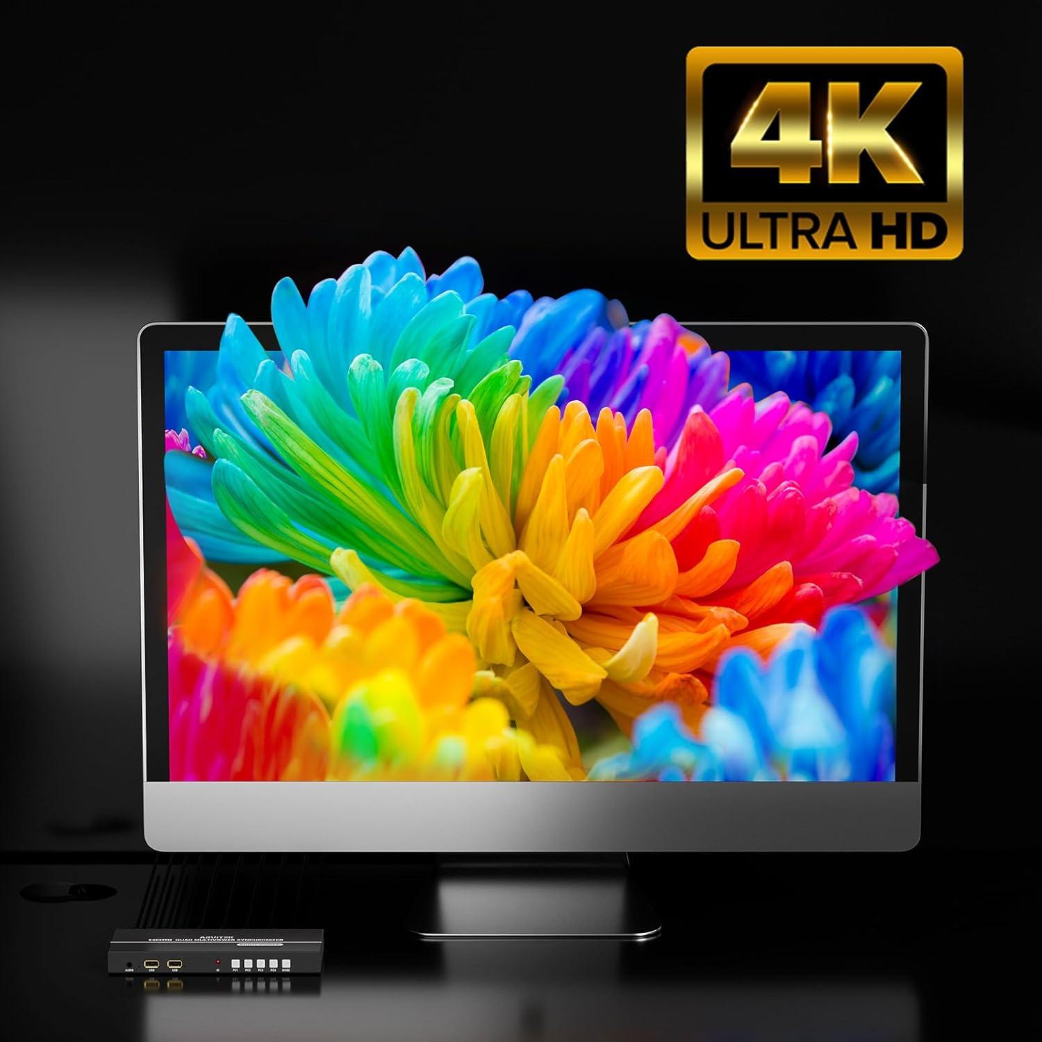 Interruptor KVM HDMI 4x1 Arvitek 4K@30Hz con PIP y audio