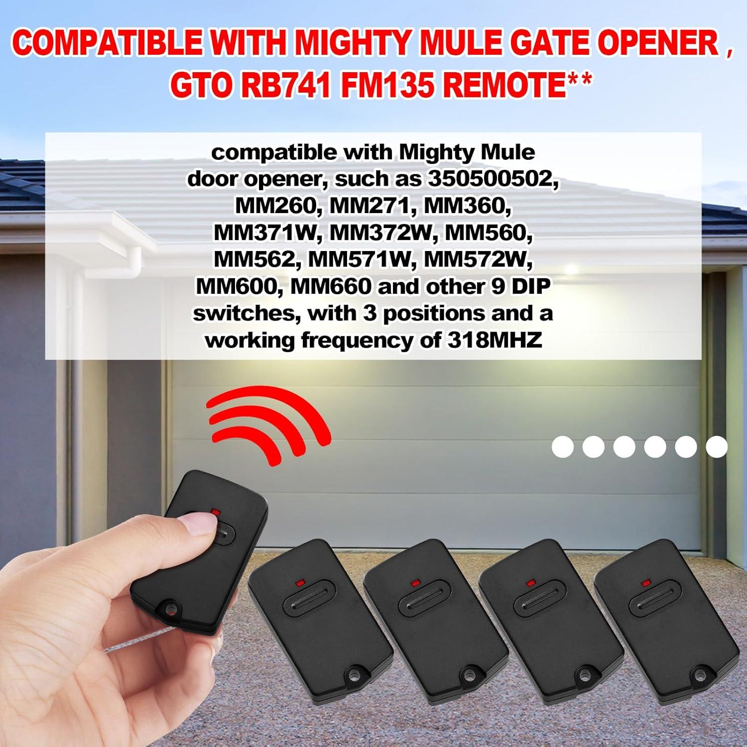 Control Remoto Kingdder 4 Pcs para Puertas GTO y Mighty Mule