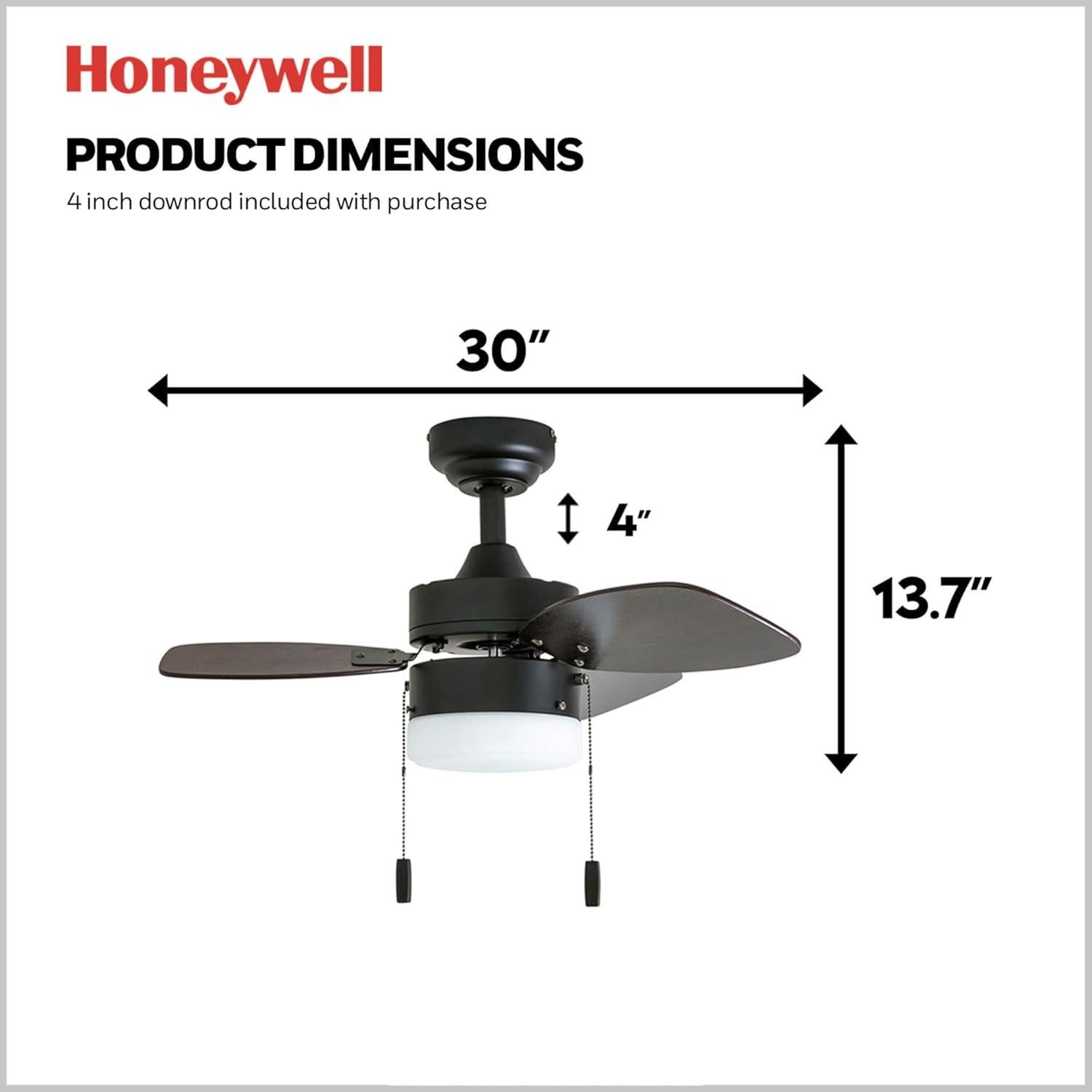 Ventilador de Techo Honeywell Ocean Breeze 76 cm con Luz LED
