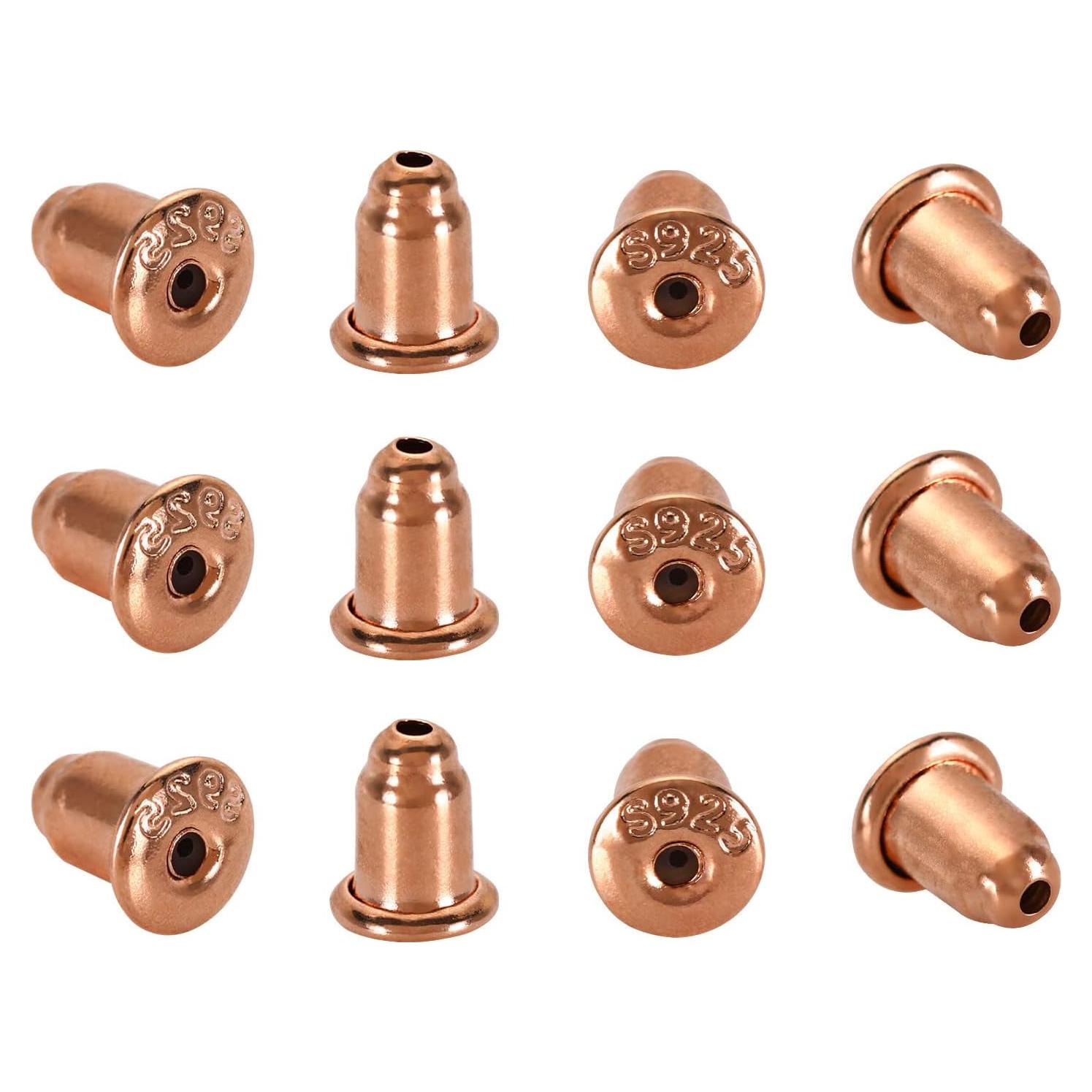 Respaldo de Aretes Hipoalergénico HOLLOSPORT 12Pcs Oro Rosa