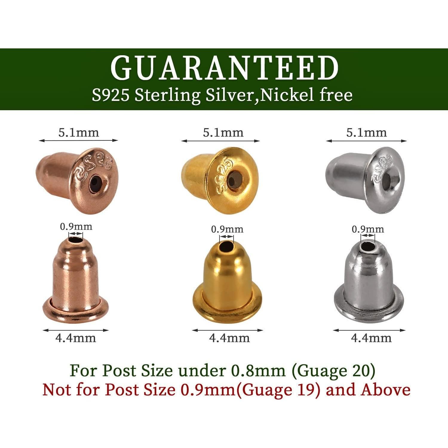 Respaldo de Aretes Hipoalergénico HOLLOSPORT 12Pcs Oro Rosa