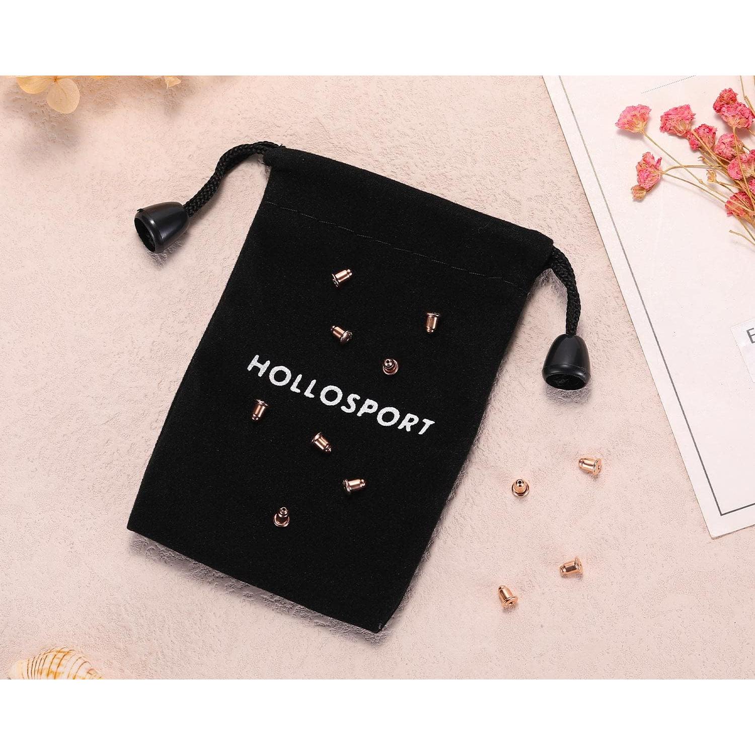 Respaldo de Aretes Hipoalergénico HOLLOSPORT 12Pcs Oro Rosa