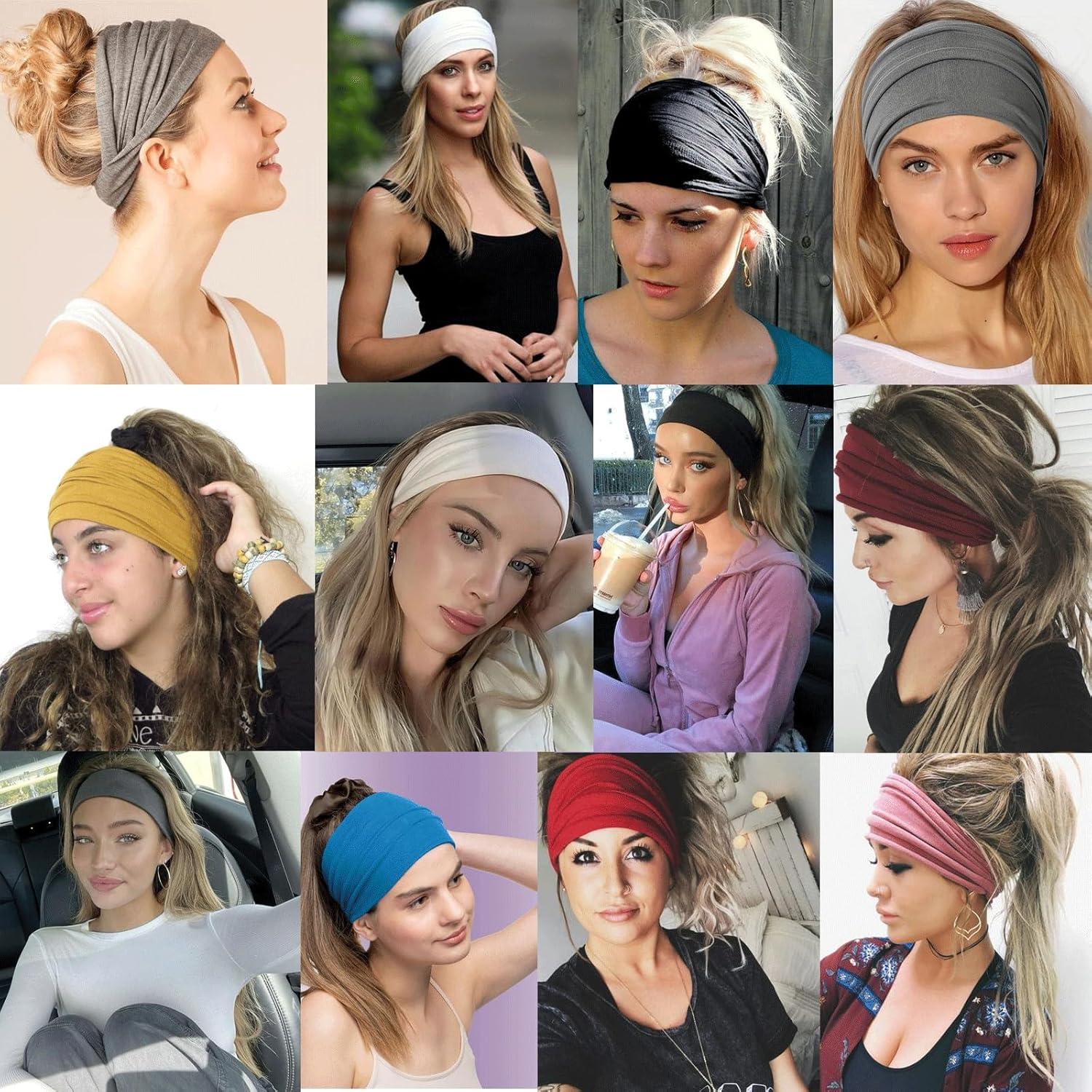 Paquete de 6 diademas turbanas anchas TuTive - Antideslizantes y suaves