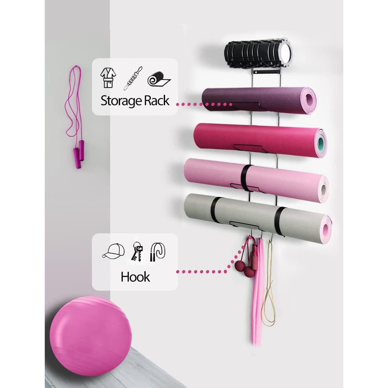 Soporte de Yoga MRZZATA 5 Niveles Montado en Pared Metal Negro