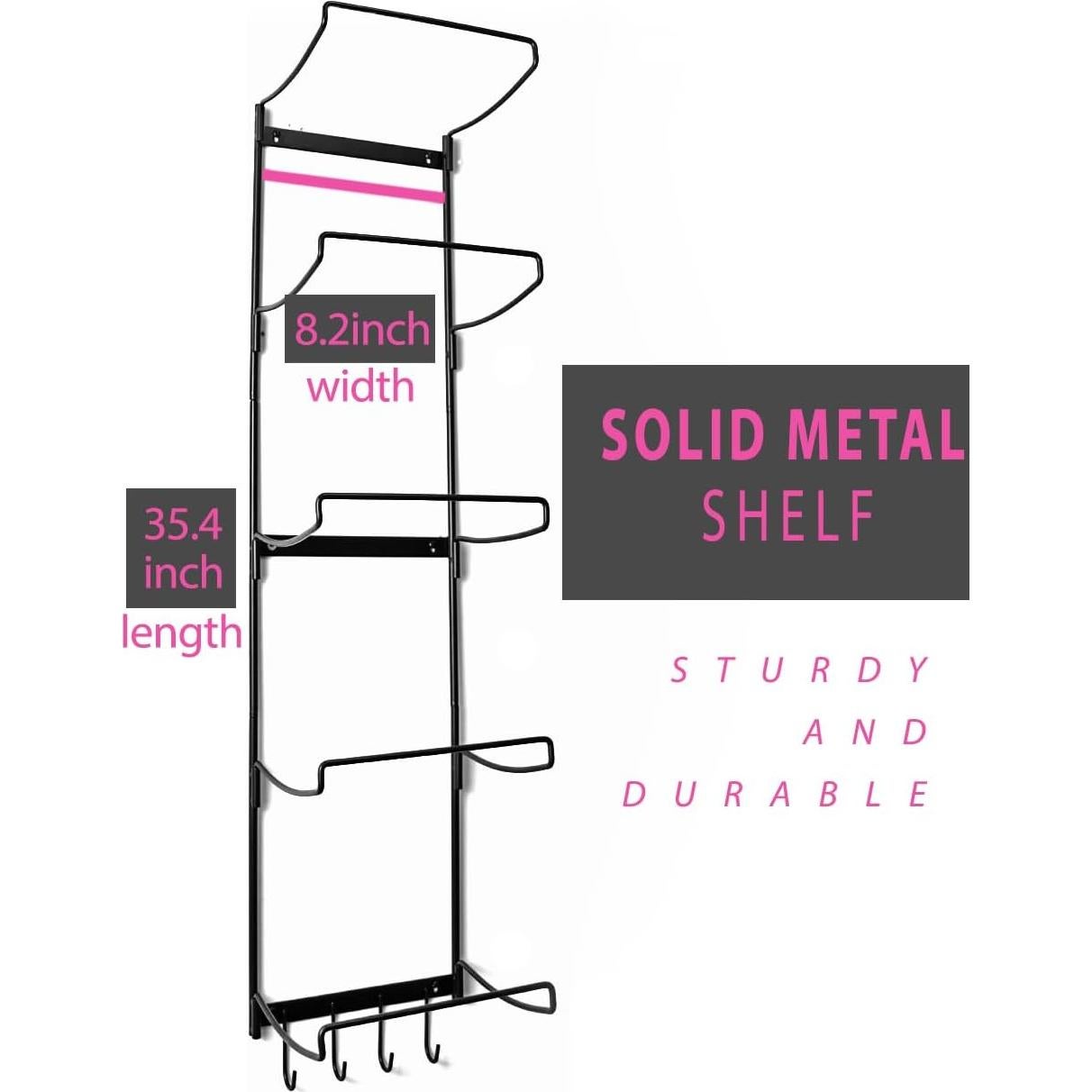 Soporte de Yoga MRZZATA 5 Niveles Montado en Pared Metal Negro