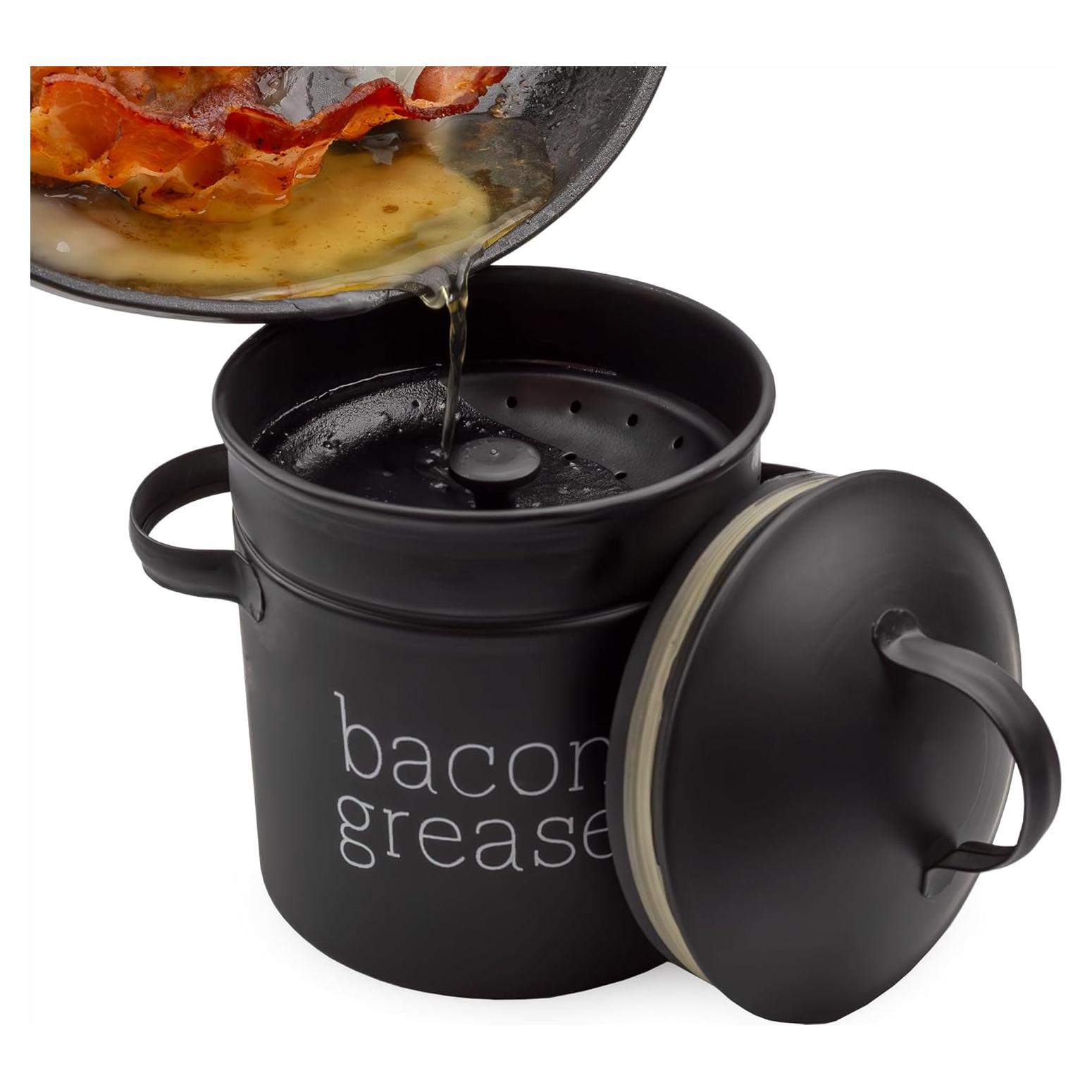 Contenedor de Grasa de Tocino AuldHome Design Negro 0.77L