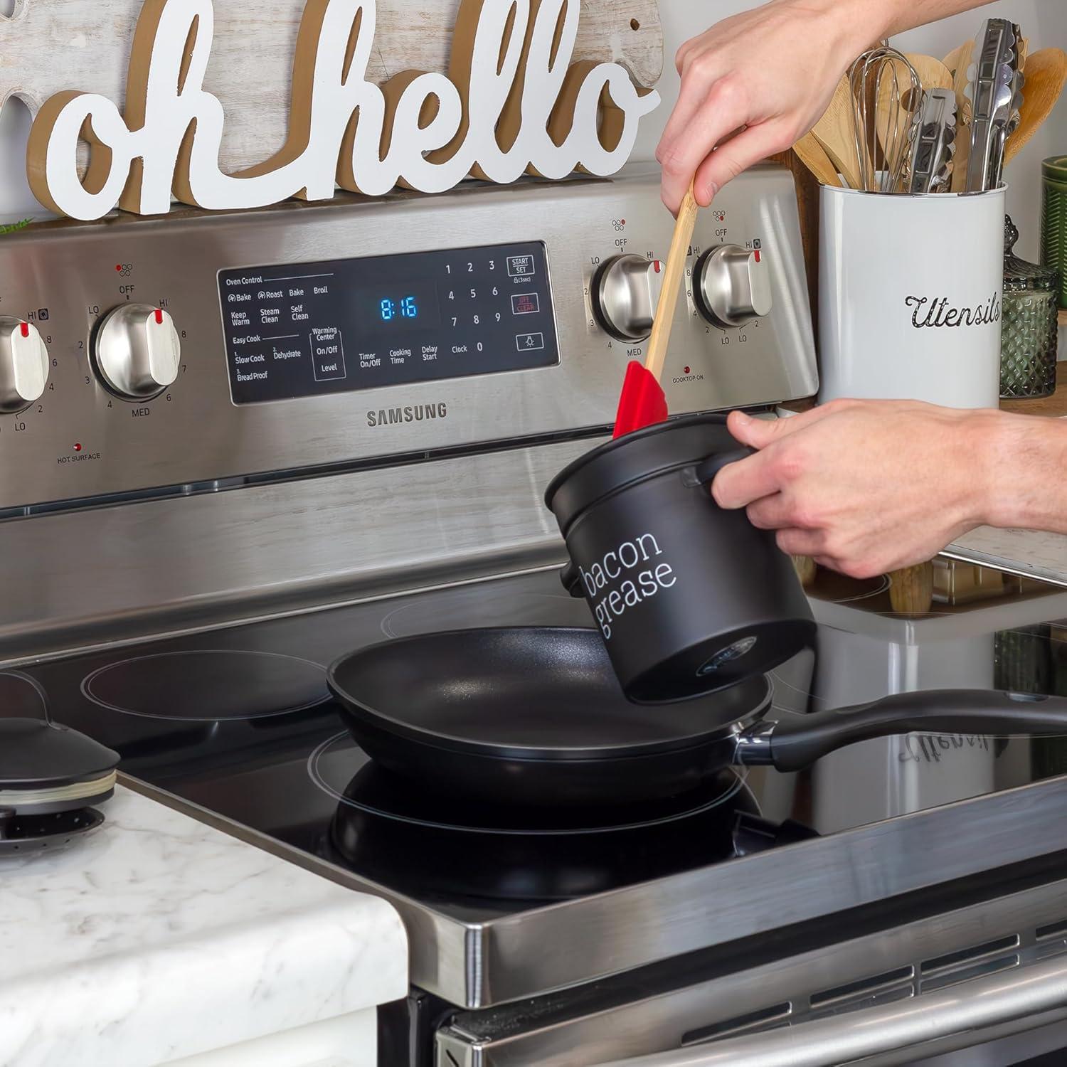 Contenedor de Grasa de Tocino AuldHome Design Negro 0.77L