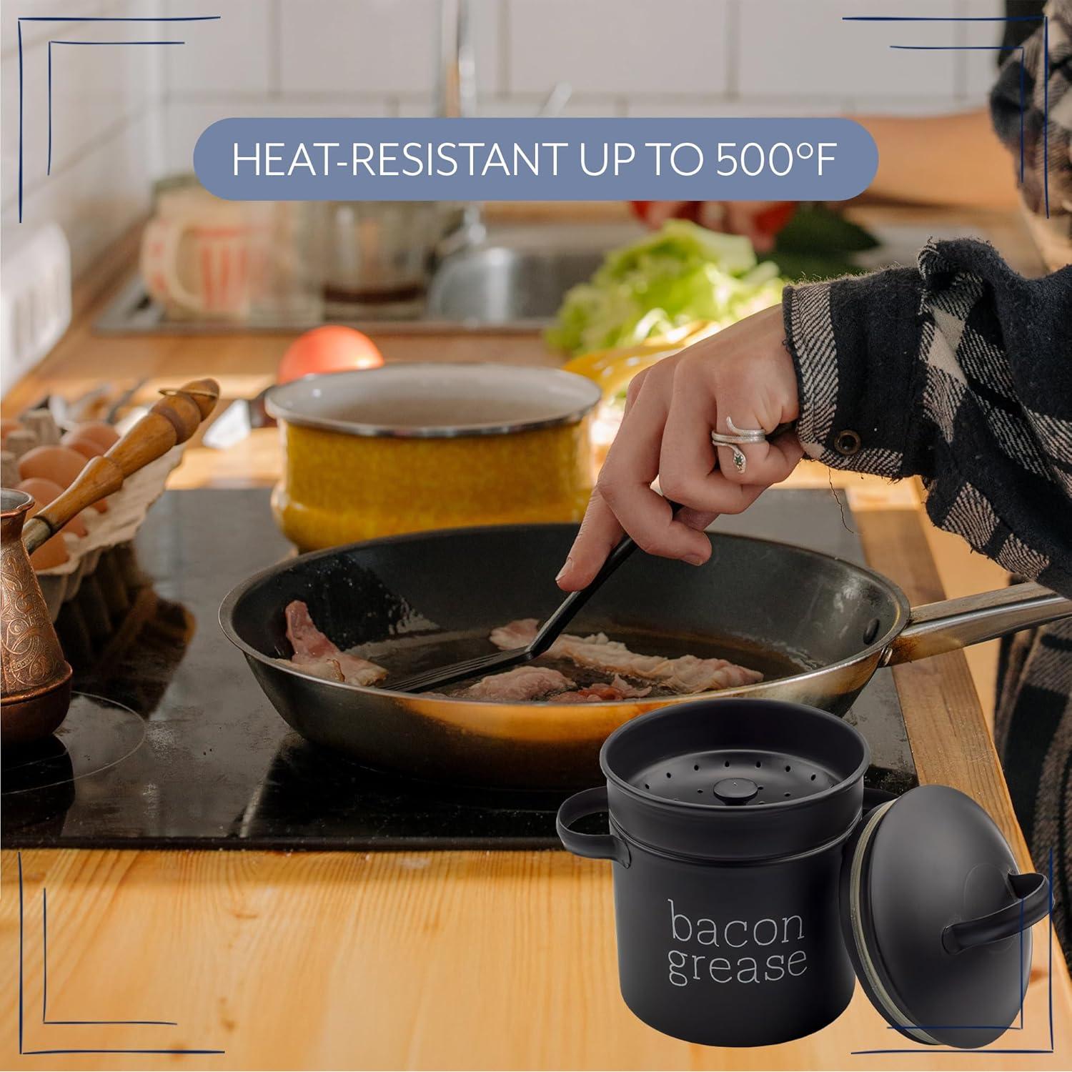 Contenedor de Grasa de Tocino AuldHome Design Negro 0.77L