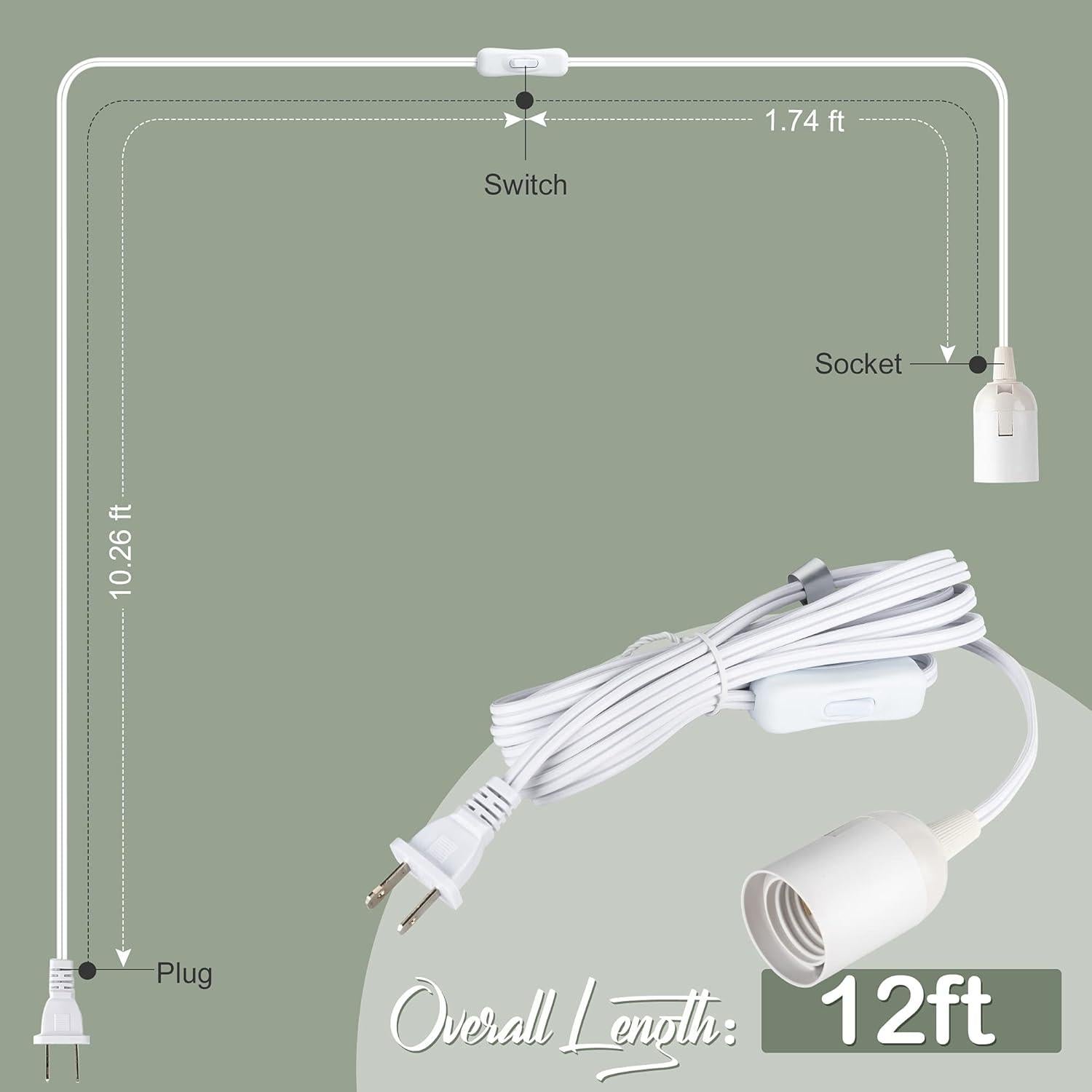 Cable de Lámpara Colgante Extensible JACKYLED 3.66m E26/E27