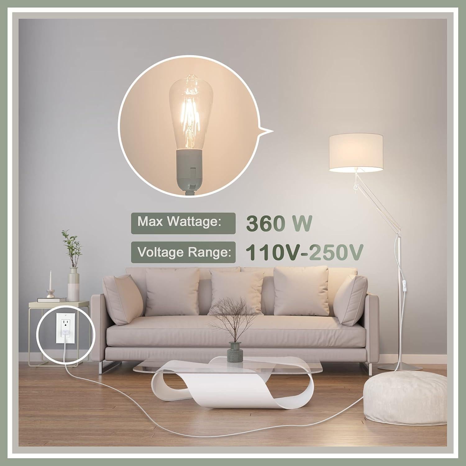 Cable de Lámpara Colgante Extensible JACKYLED 3.66m E26/E27