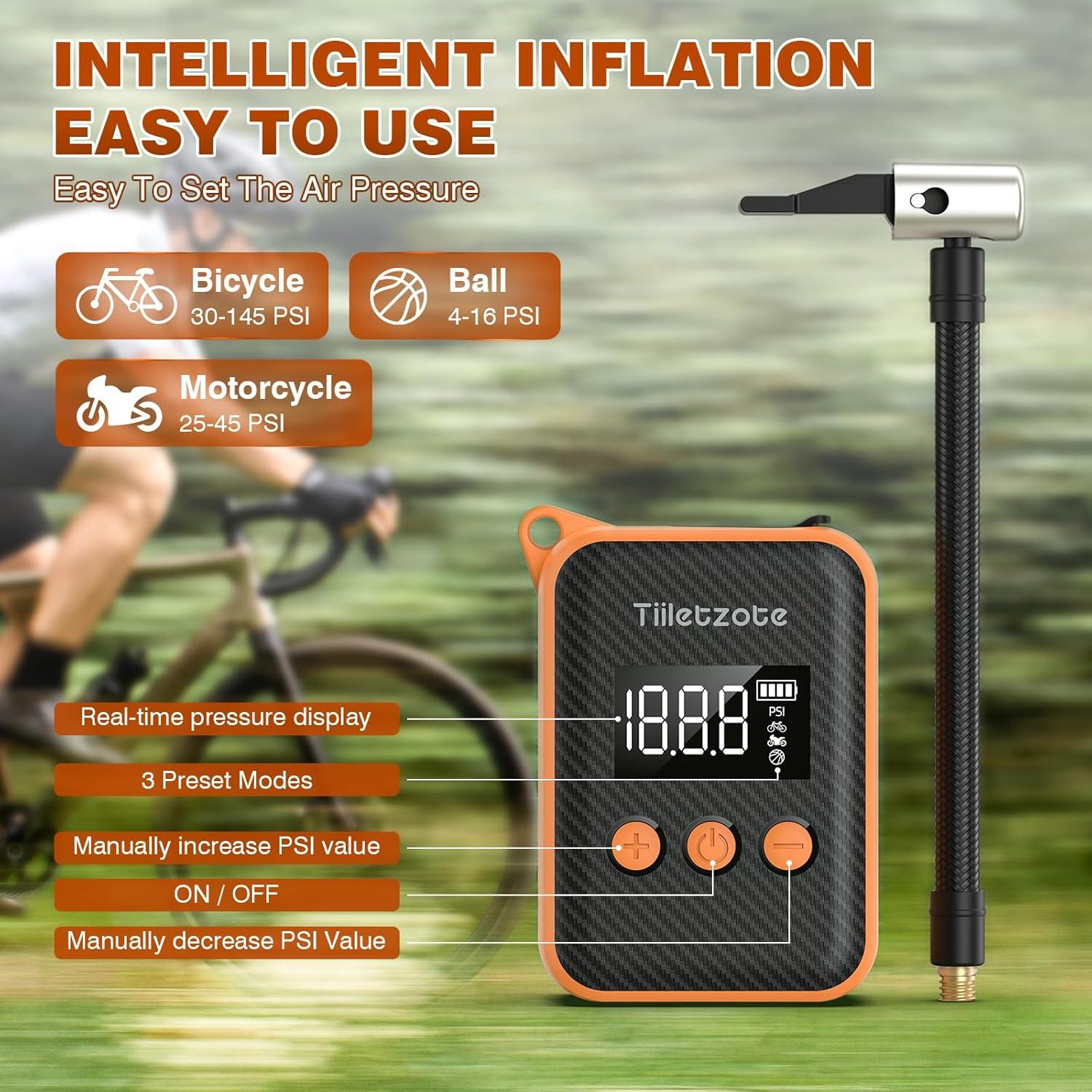 Bomba de Bicicleta Eléctrica Tiiletzote TAP405 130 PSI Portátil