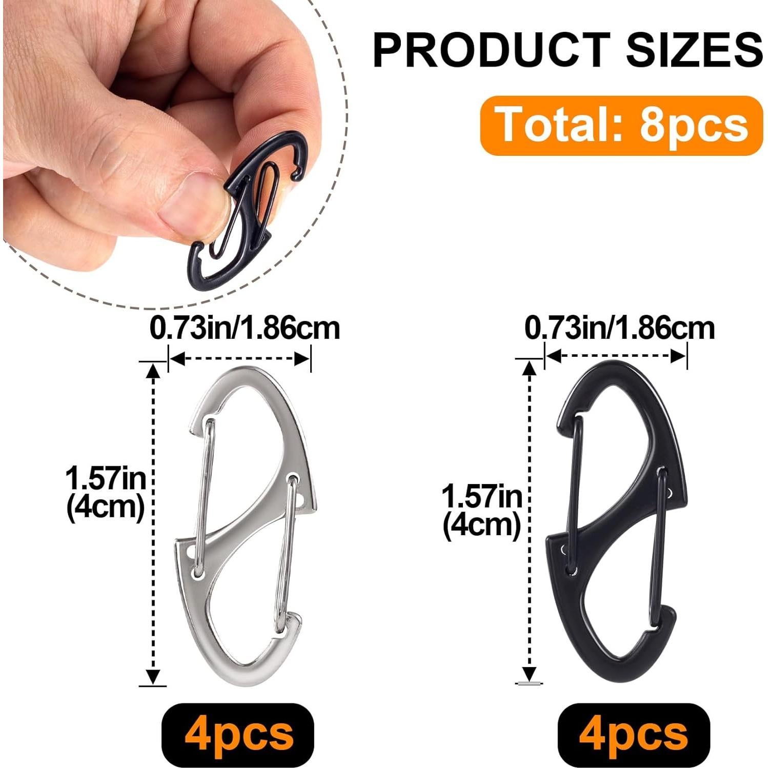 Clips Antirrobo de Cremallera Winsyison 8pcs Zinc Negro y Plata