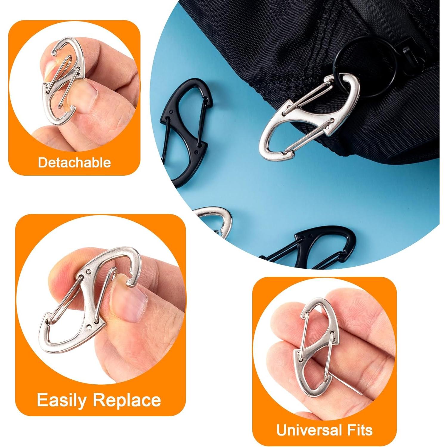 Clips Antirrobo de Cremallera Winsyison 8pcs Zinc Negro y Plata