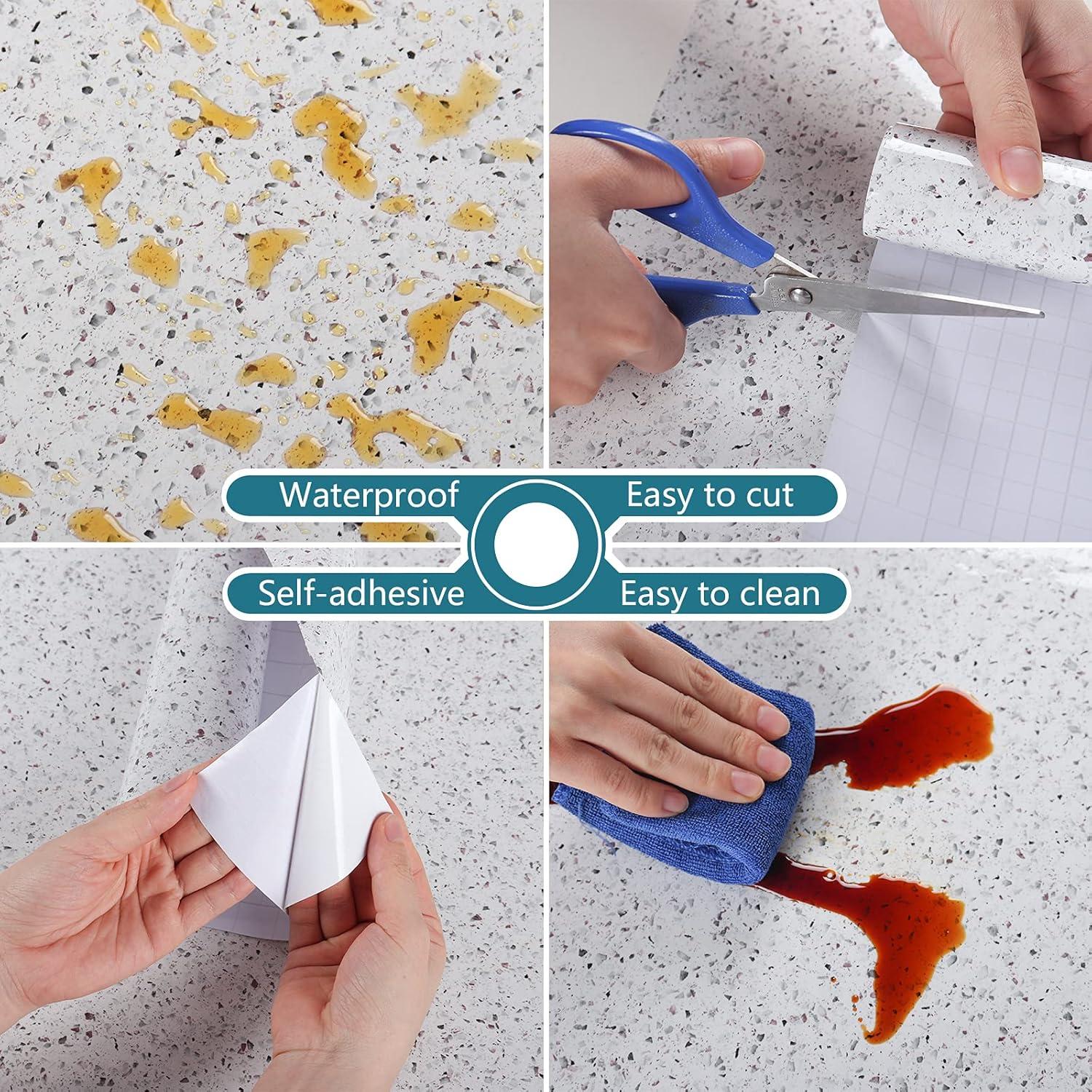 Papel Contacto Autoadhesivo VEELIKE Granito Blanco 1.2m²