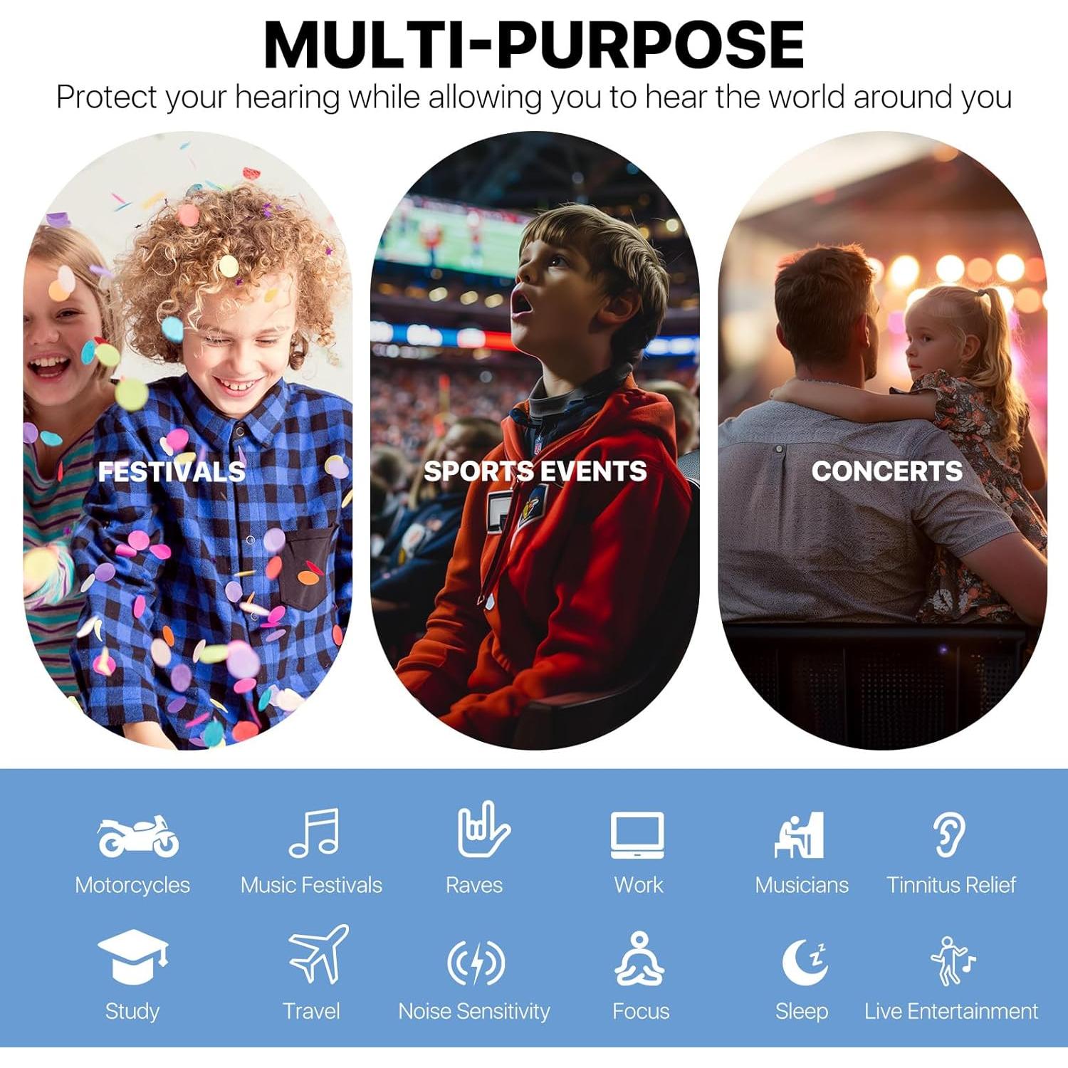 Tapones para Oídos Niños Softvox - Reutilizables 26 dB