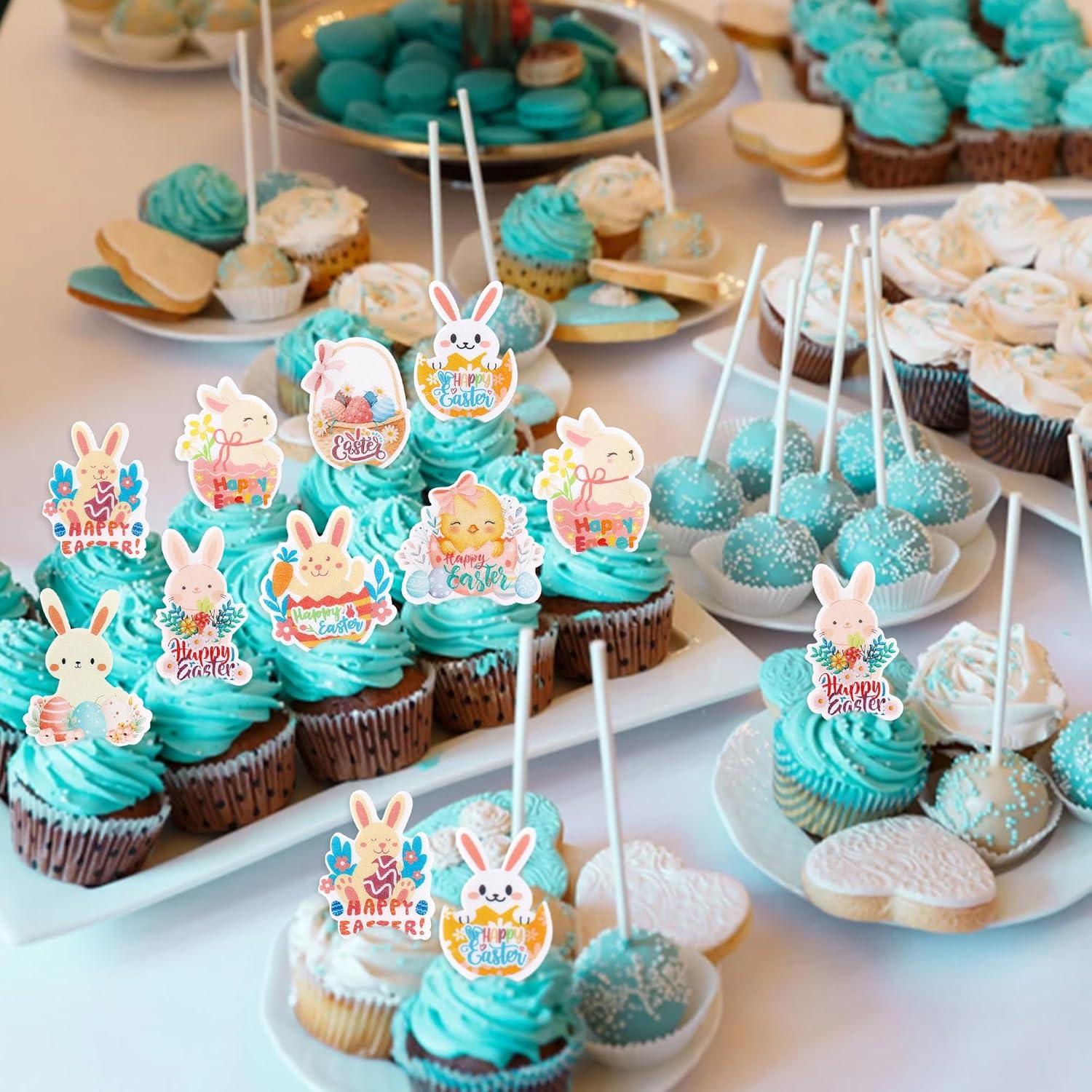 56 Toppers Comestibles para Cupcakes Giga Gud - Pascua Conejitos