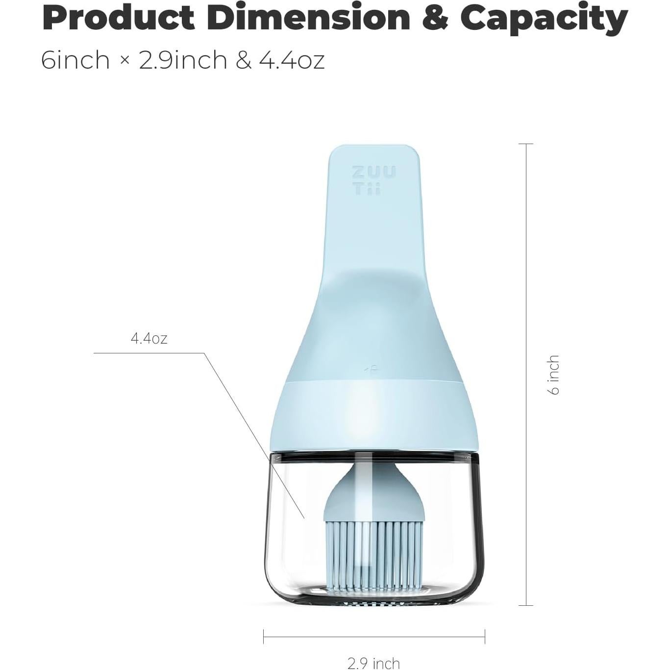 Dispensador de Aceite Zuutii 130ml con Brocha de Silicona Azul