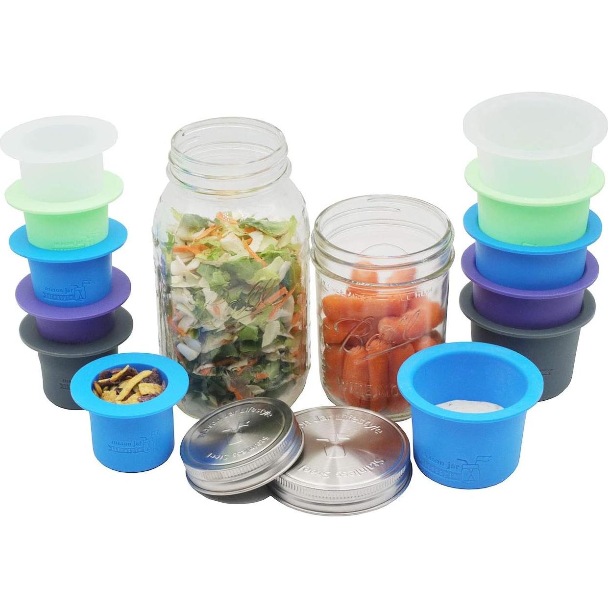 Taza Divisoria de Silicona Mason Jar Lifestyle - Boca Ancha Azul