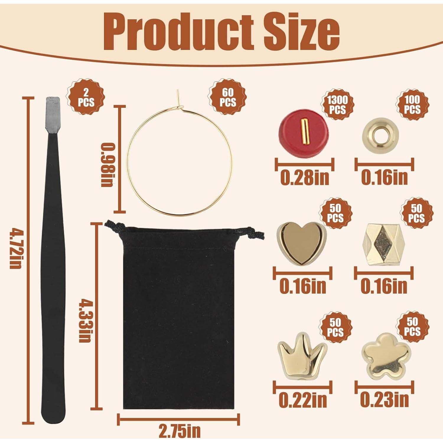 Kit de Encantos para Copas de Vino MOMOTONX - 1300 Perlas y 60 Anillos