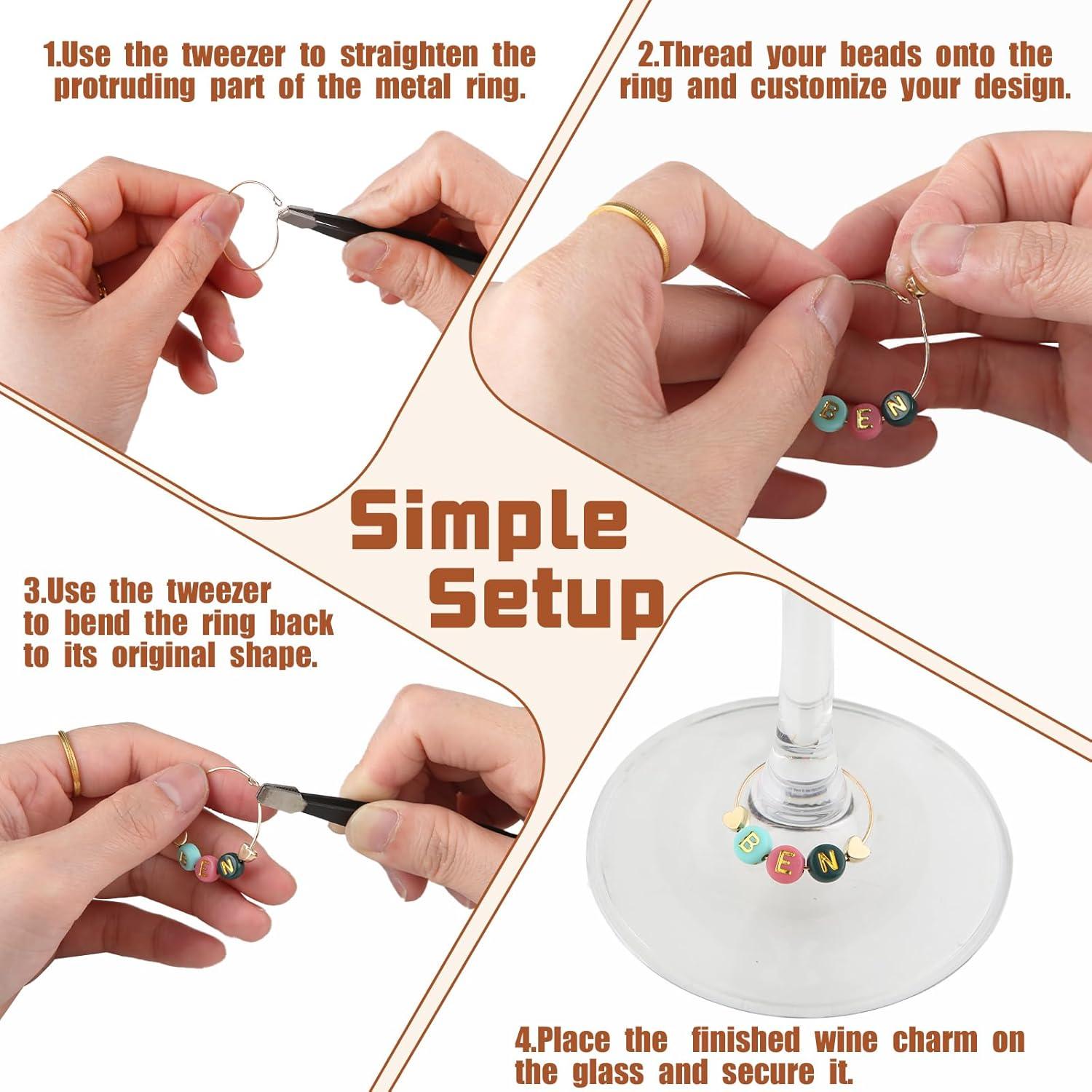 Kit de Encantos para Copas de Vino MOMOTONX - 1300 Perlas y 60 Anillos