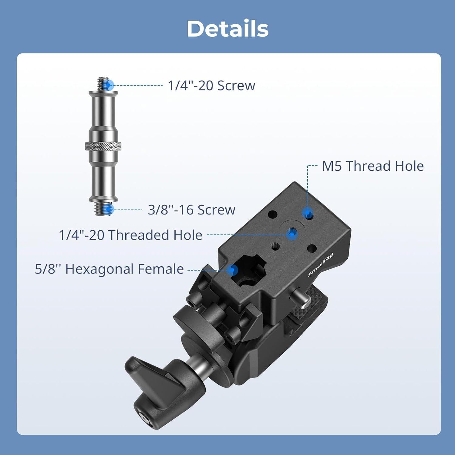 Super Abrazadera SmallRig 4861, Carga 15kg, Tornillo 1/4"-20
