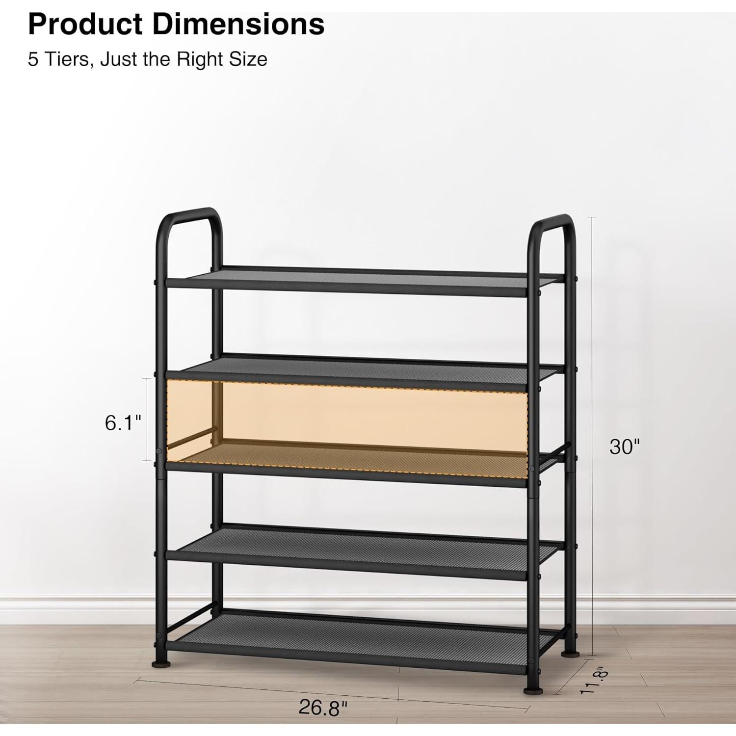 Estante para Zapatos STO STO 5 Niveles Metal Negro 15 Pares