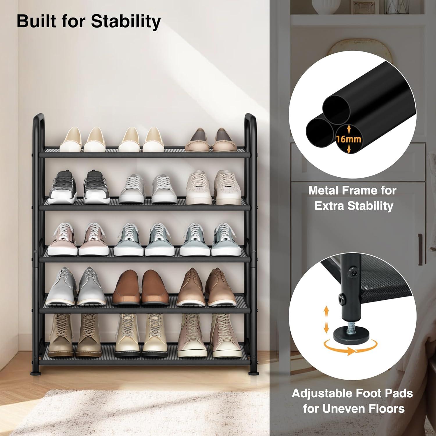 Estante para Zapatos STO STO 5 Niveles Metal Negro 15 Pares