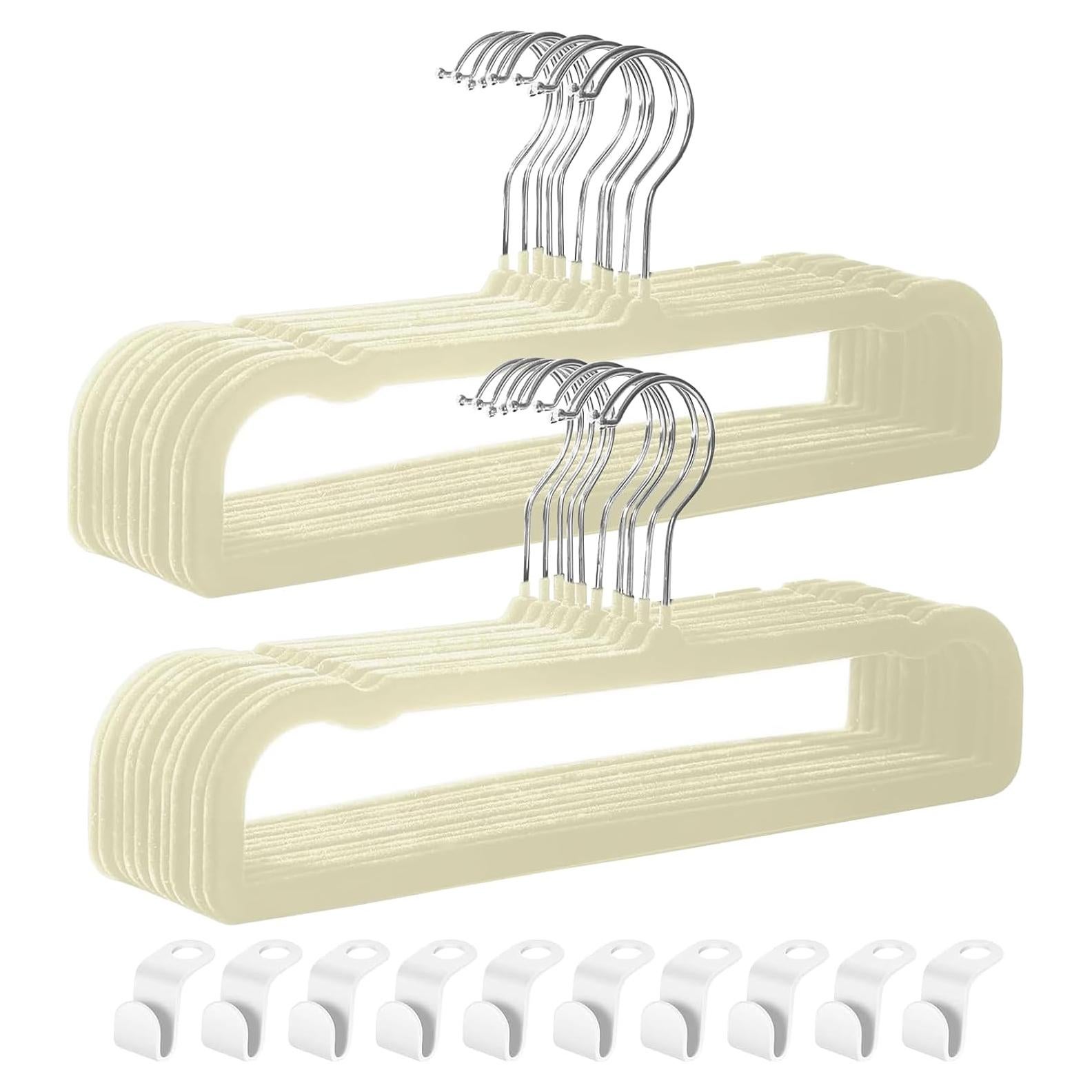 Perchas de Terciopelo HGYZE Ahorra Espacio 20 Unidades Beige
