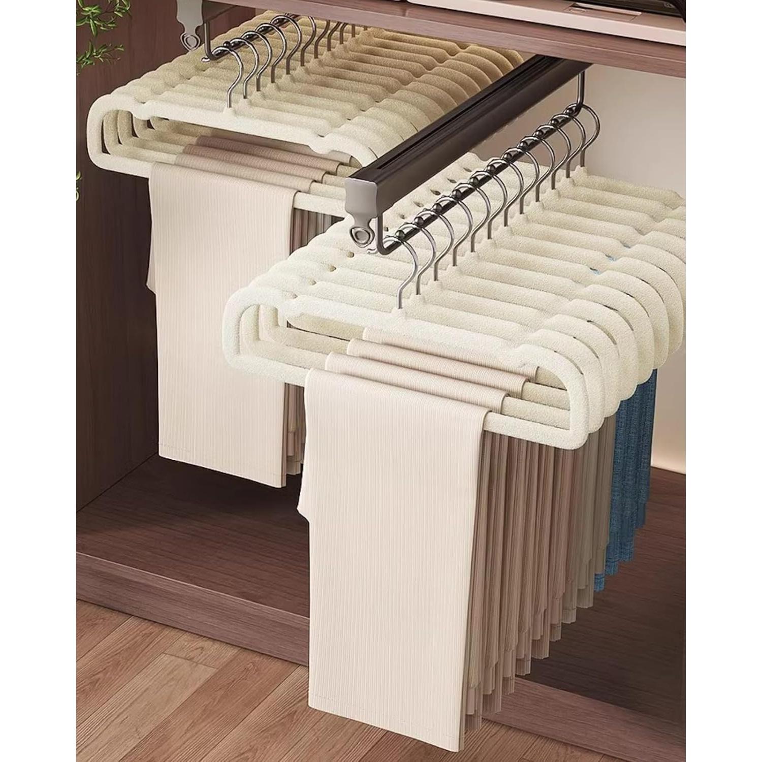 Perchas de Terciopelo HGYZE Ahorra Espacio 20 Unidades Beige