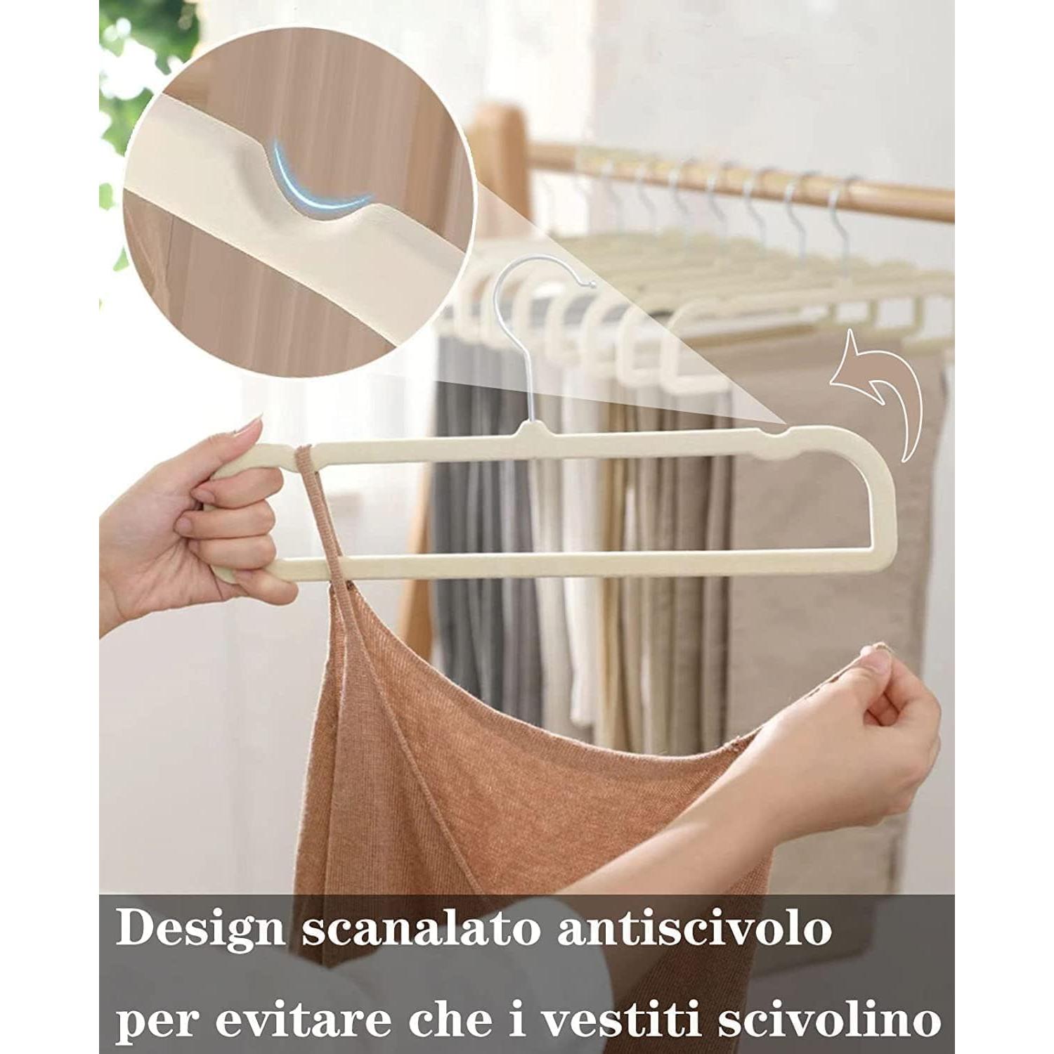 Perchas de Terciopelo HGYZE Ahorra Espacio 20 Unidades Beige