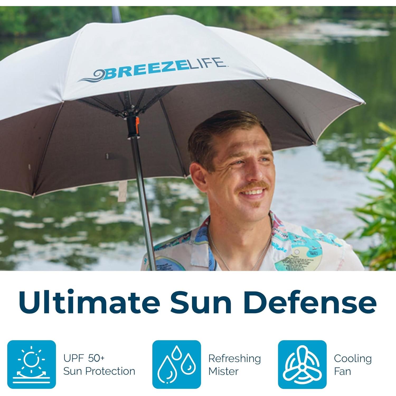 Paraguas Solar Mister Breeze con Ventilador y Nebulizador