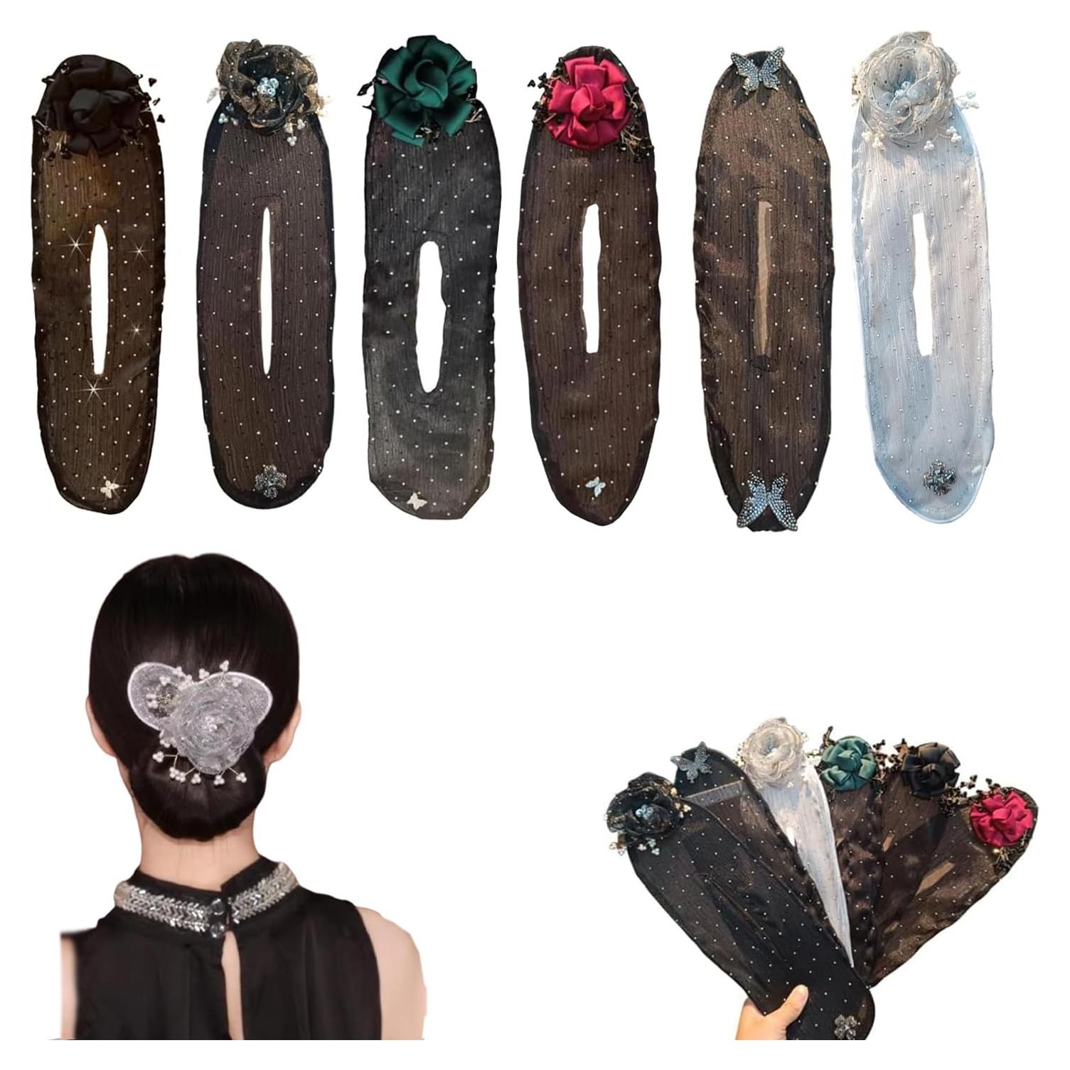 Juego de Clips para Cabello Rugwun 6Pcs con Flores Bordadas