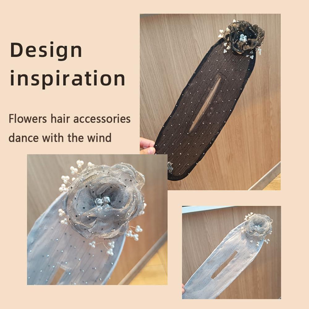 Juego de Clips para Cabello Rugwun 6Pcs con Flores Bordadas