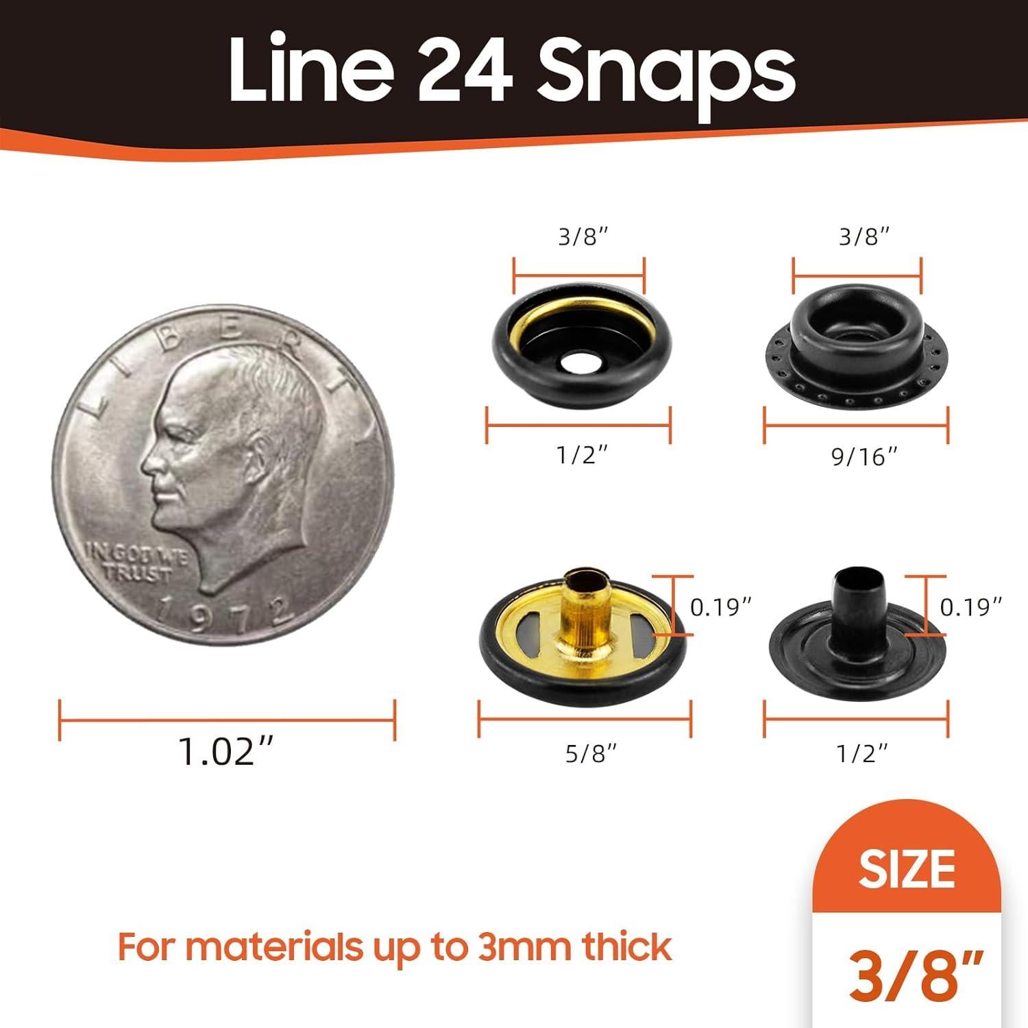 Kit de Botones a Presión HAPDEN 160 Pcs 15mm Acero Inoxidable