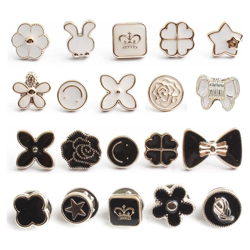 20 Pines de Broche LWQYHTT Negros y Blancos 10-13mm