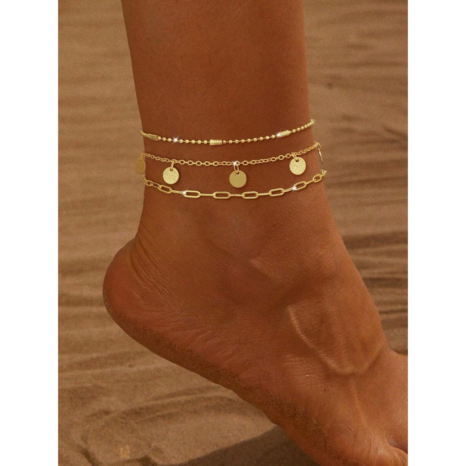 Pulsera de Tobillo Ajustable Oro 14k para Mujeres - Joyería de Moda