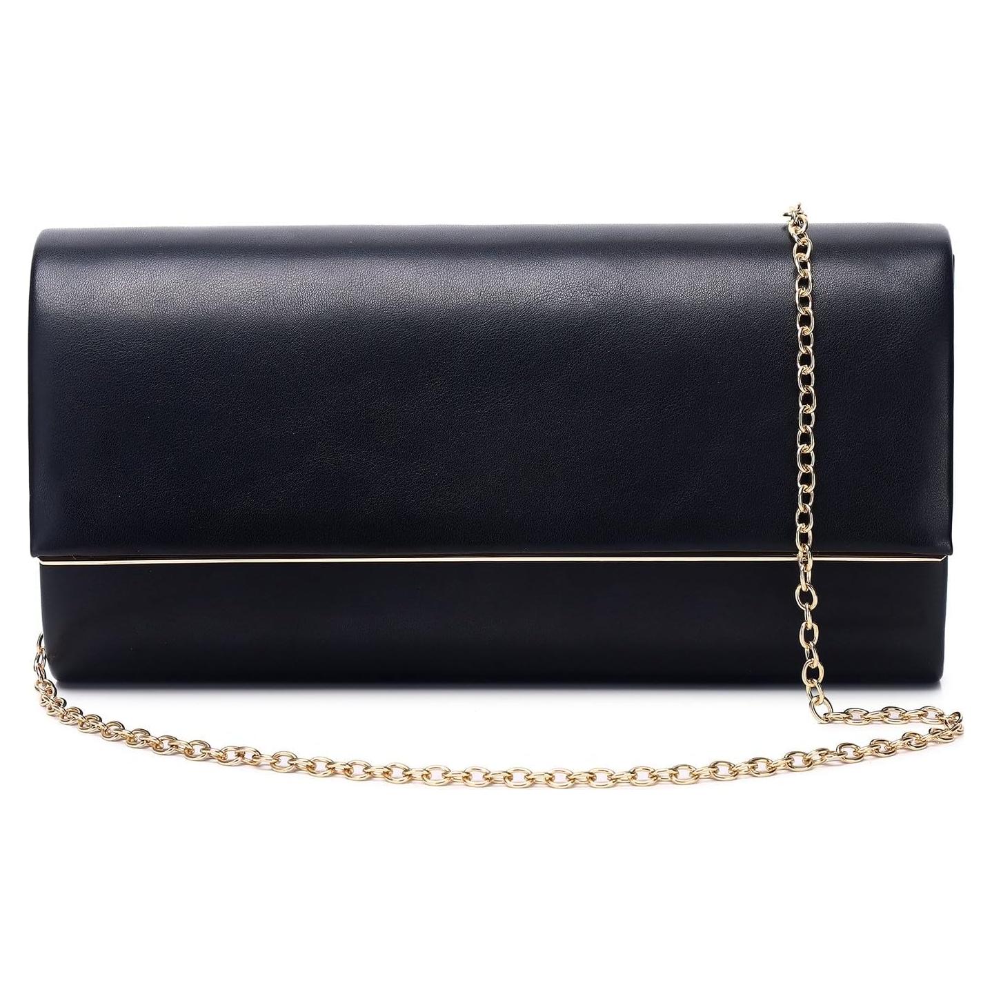 Bolso Clutch de Noche DETARA para Mujeres en Cuero Vegano Negro