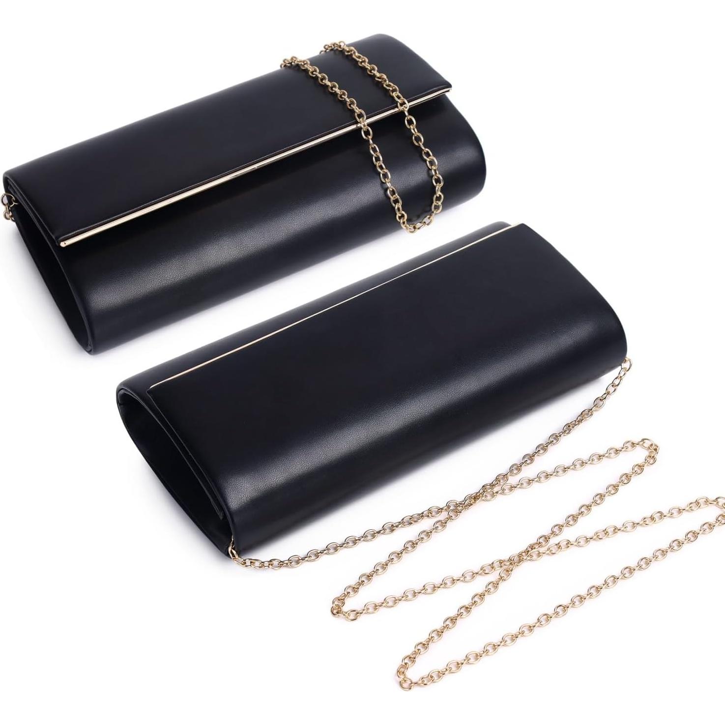 Bolso Clutch de Noche DETARA para Mujeres en Cuero Vegano Negro