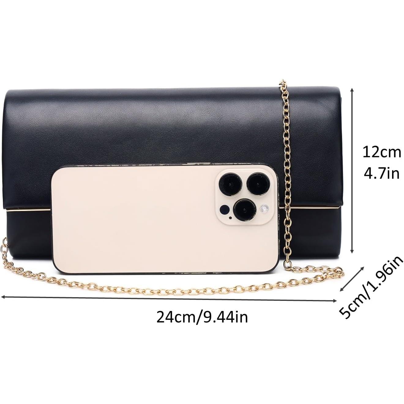 Bolso Clutch de Noche DETARA para Mujeres en Cuero Vegano Negro