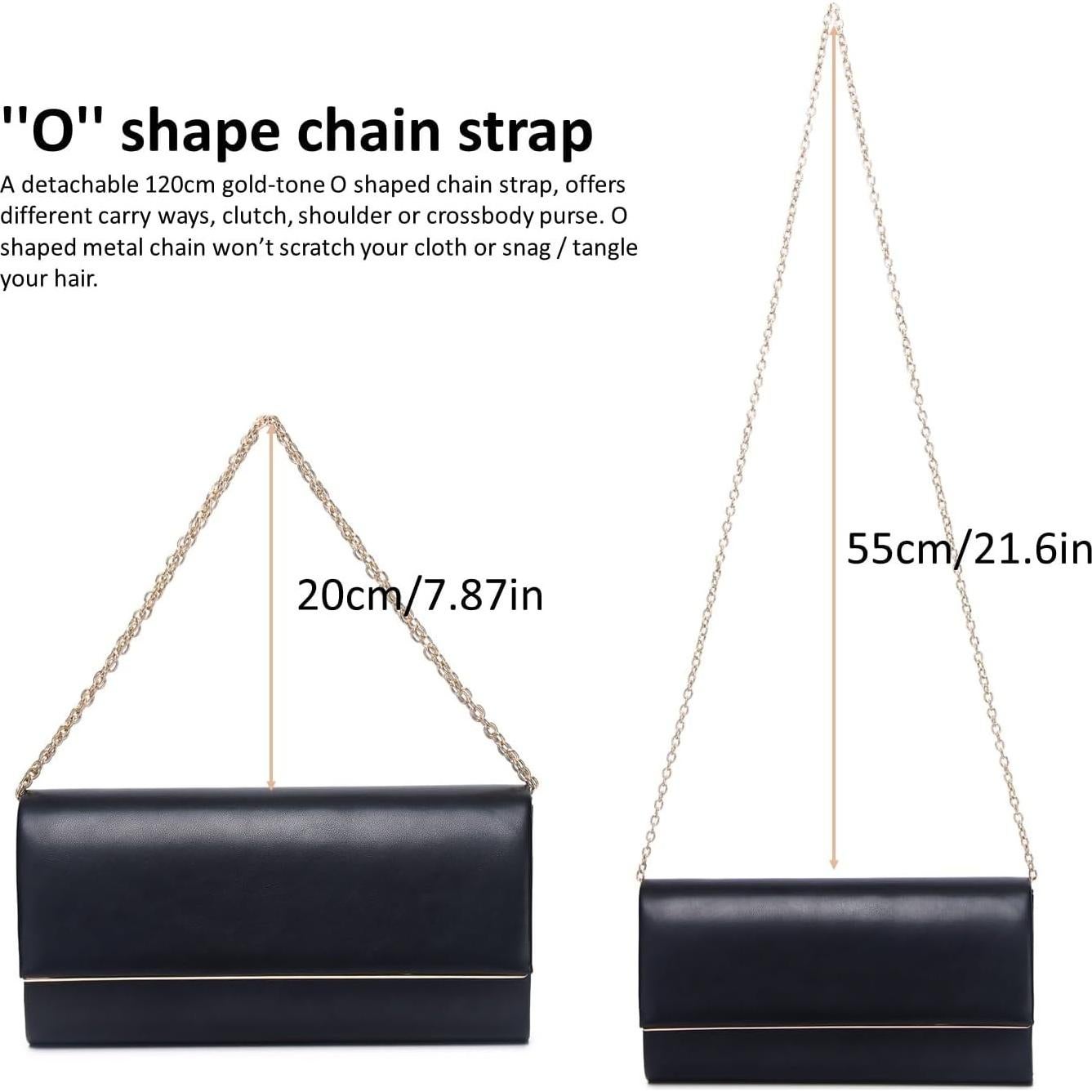 Bolso Clutch de Noche DETARA para Mujeres en Cuero Vegano Negro