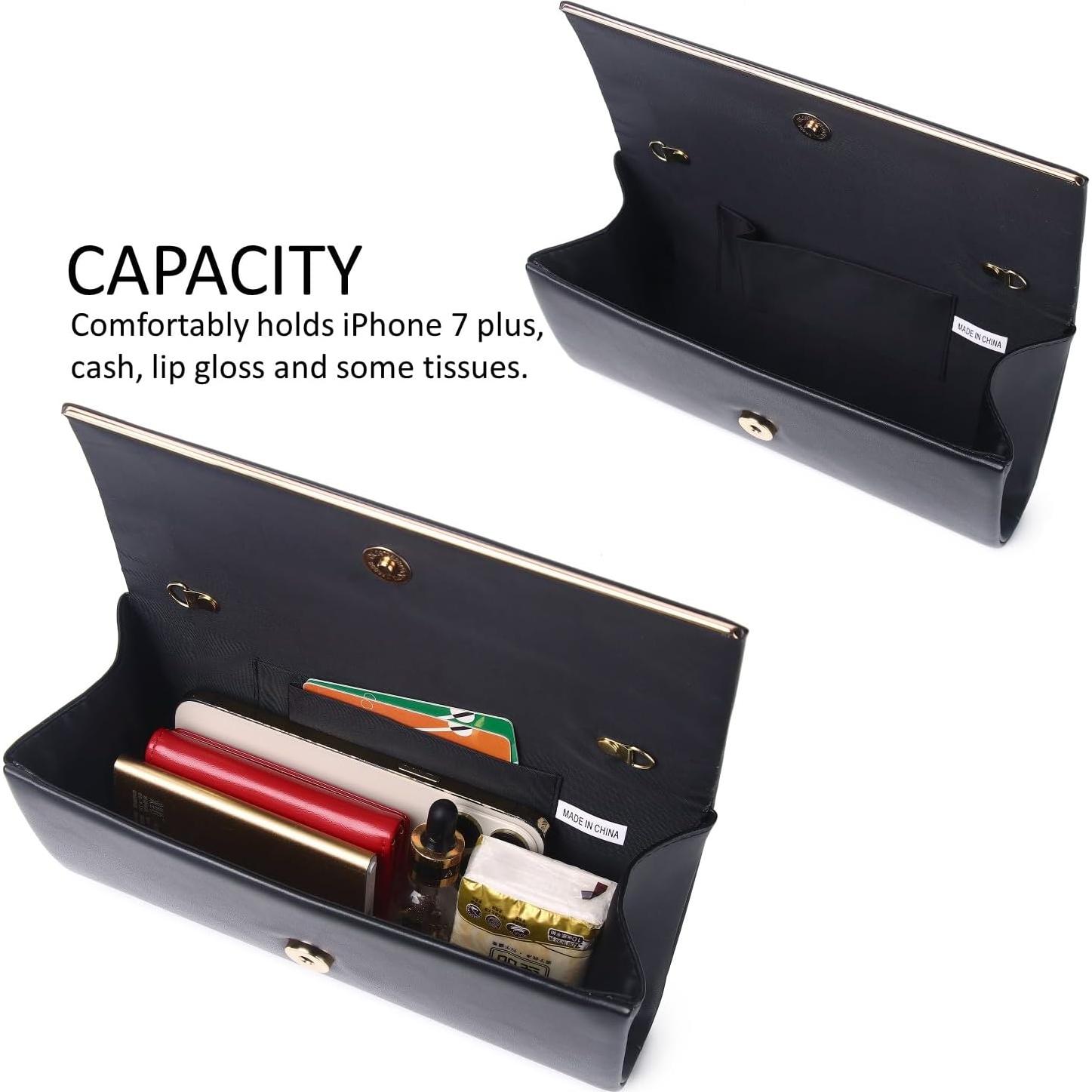 Bolso Clutch de Noche DETARA para Mujeres en Cuero Vegano Negro